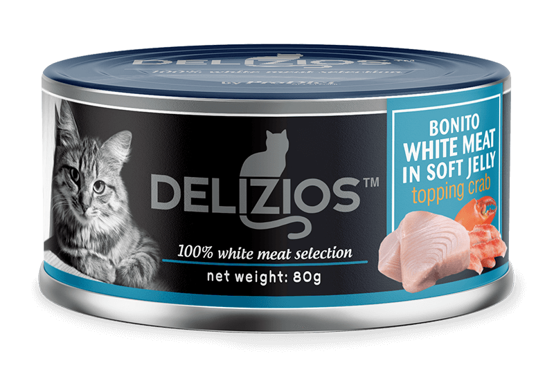 Delizios Bonito White Meat in Soft Jelly Topping Crab 80g