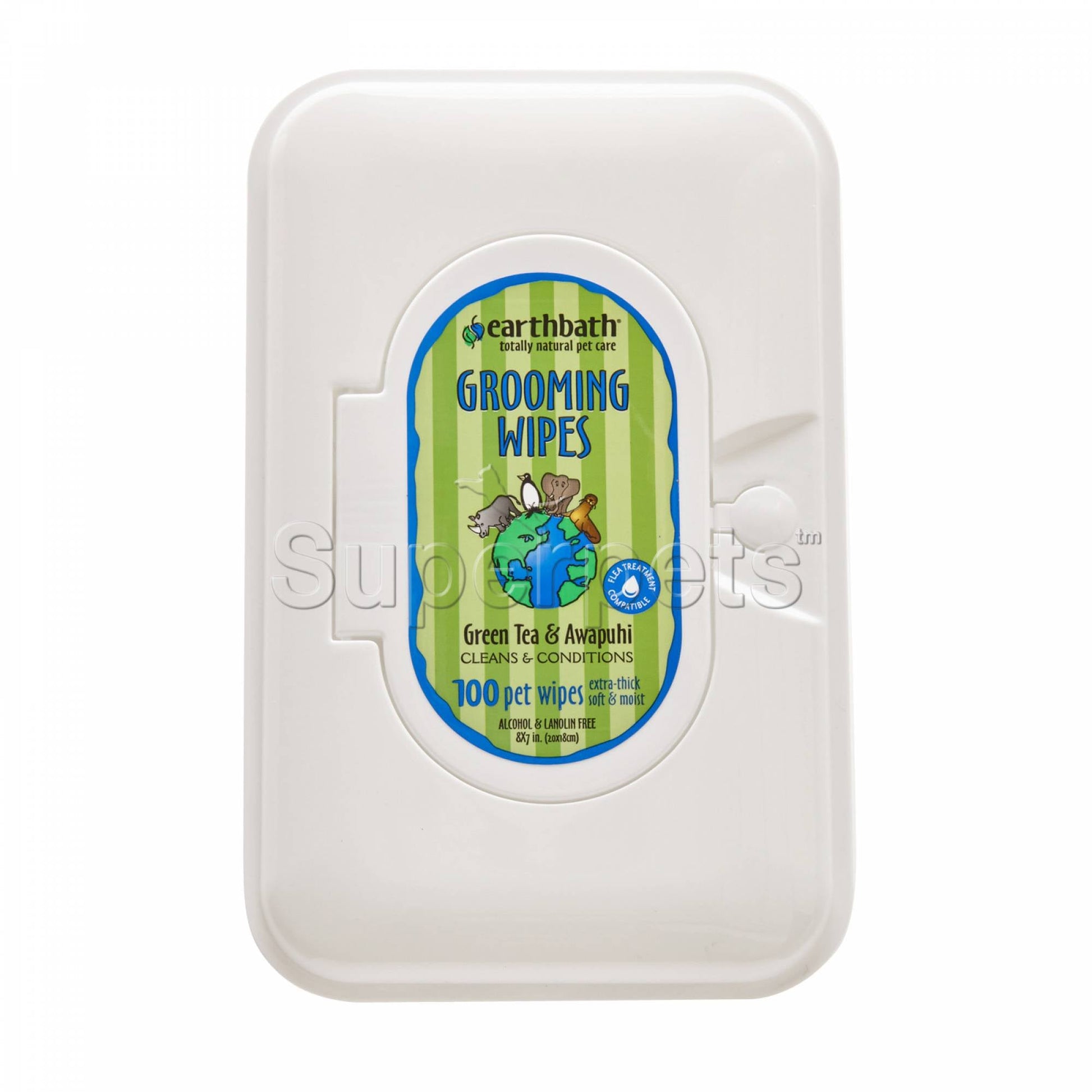 Earthbath EB031 Grooming Wipes - Green Tea & Awapuhi x100pcsSuperpets Trading