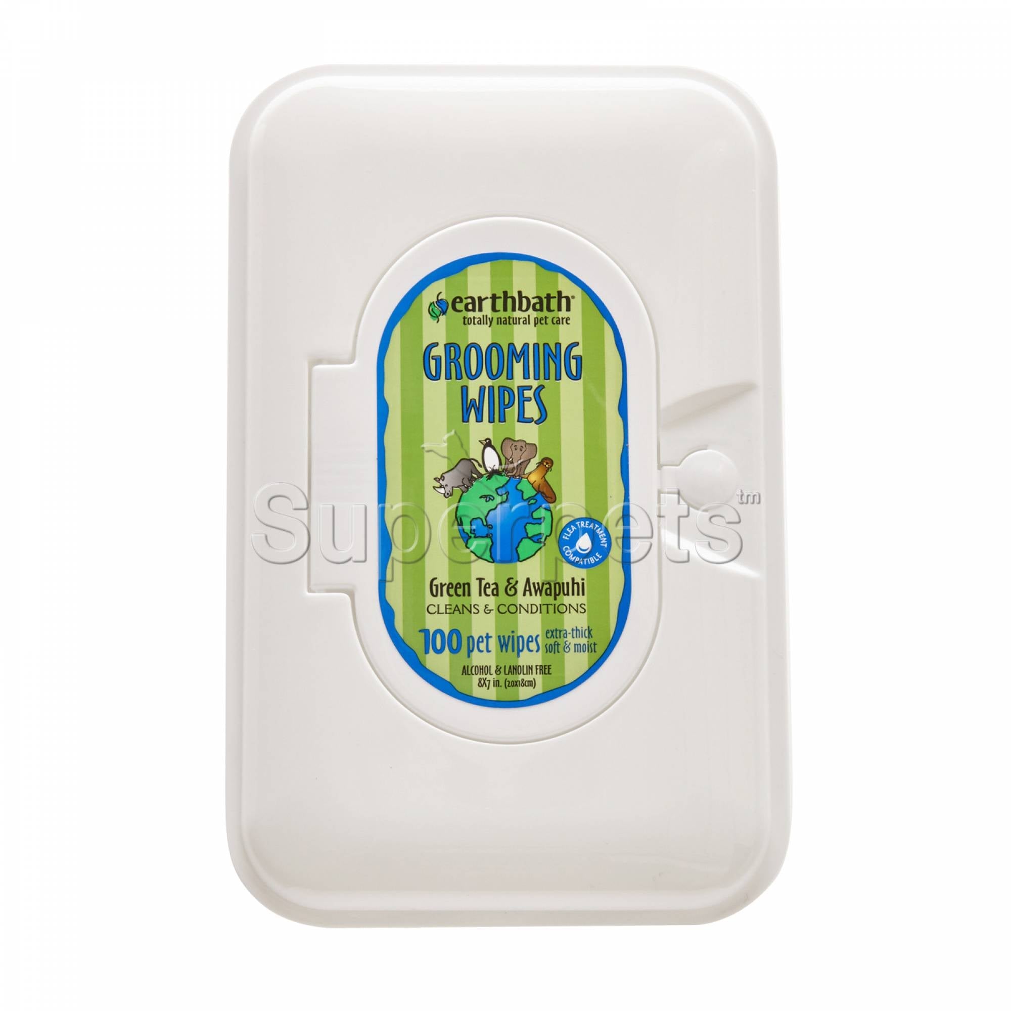 Earthbath EB031 Grooming Wipes - Green Tea & Awapuhi x100pcsSuperpets Trading
