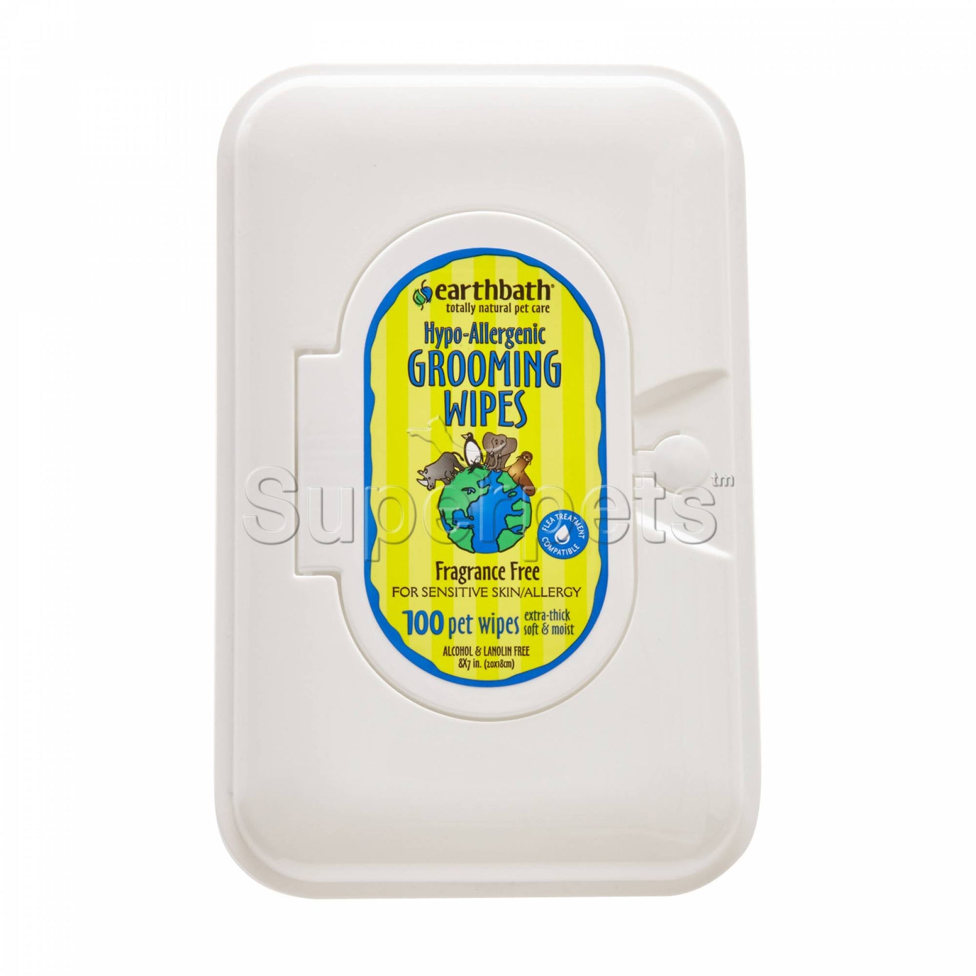 Earthbath EB032 Hypo-Allergenic Grooming Wipes - Fragrance Free x100pcsSuperpets Trading