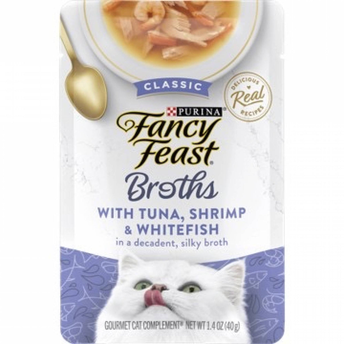 Fancy Feast - Broths - Classic with Tuna, Shrimp & Whitefish in a Decadent Silky Broth 40gSuperpets Trading