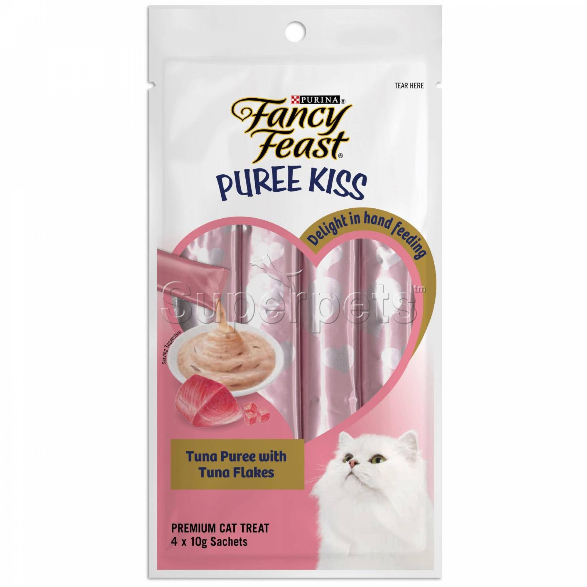 Fancy Feast - Puree Kisses - Tuna Puree with Tuna Flakes 4x10g (40g)Superpets Trading