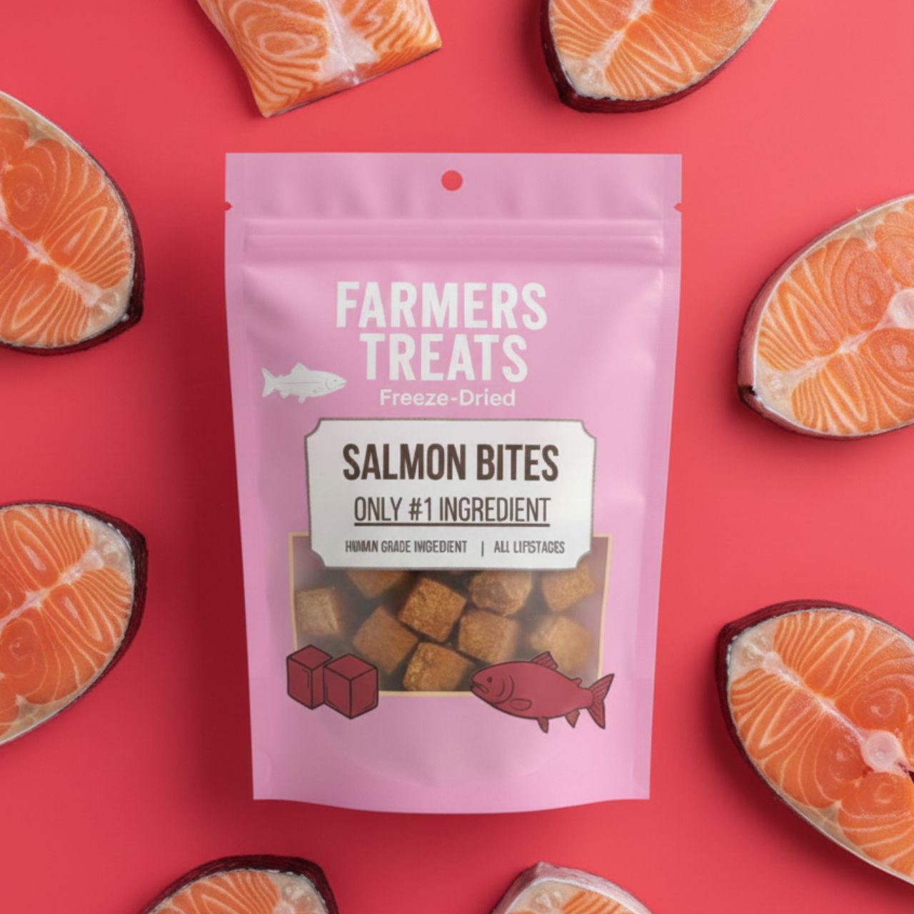 Farmers Treats Freeze Dried Salmon Bites 50gDogsSuperpets Trading