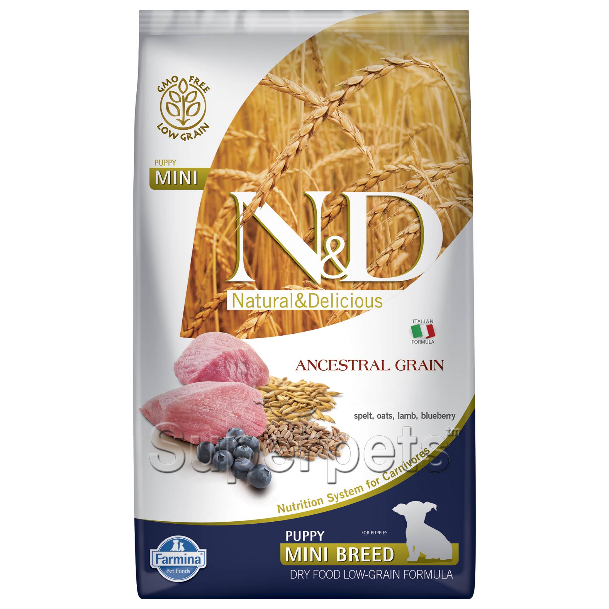 Farmina - N&D Ancestral Grain Canine Puppy Mini - Lamb & Blueberry 2.5kgDogsSuperpets Trading
