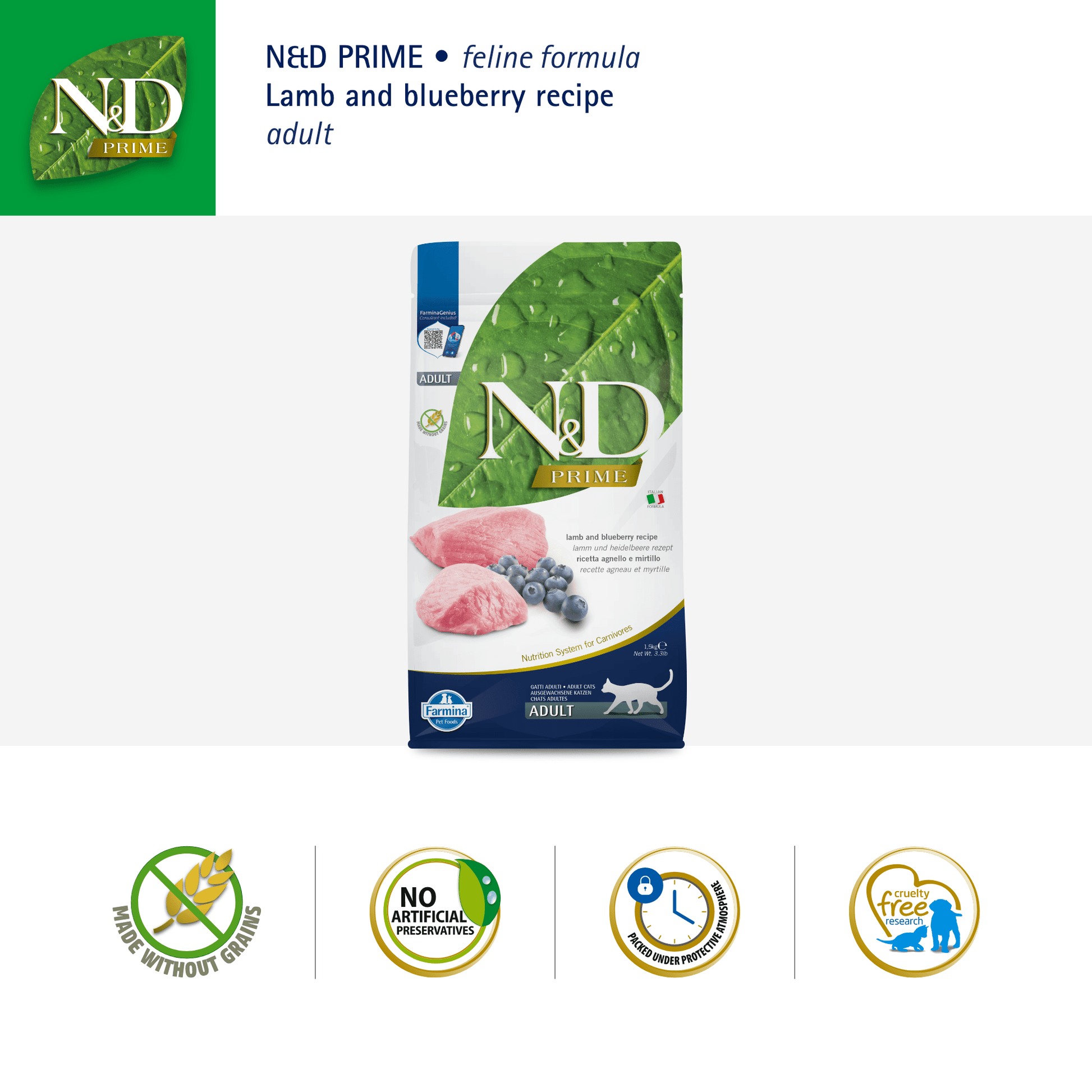Farmina N&D Cat Adult Grain-Free - Lamb & BlueberryCatsSuperpets Trading