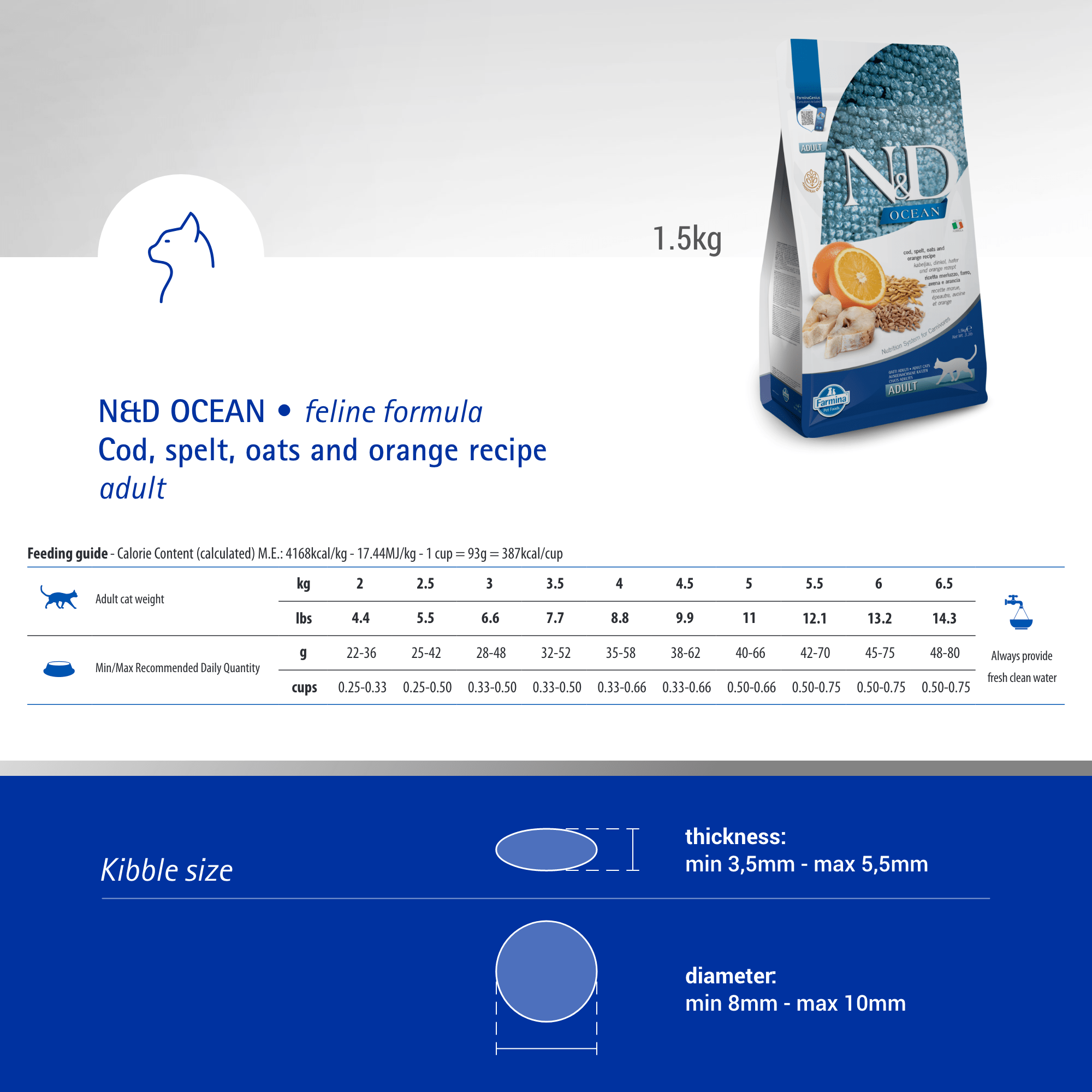Farmina N&D Cat Adult Ocean Ancestral Grain - Codfish, Spelt, Oats & OrangeCatsSuperpets Trading