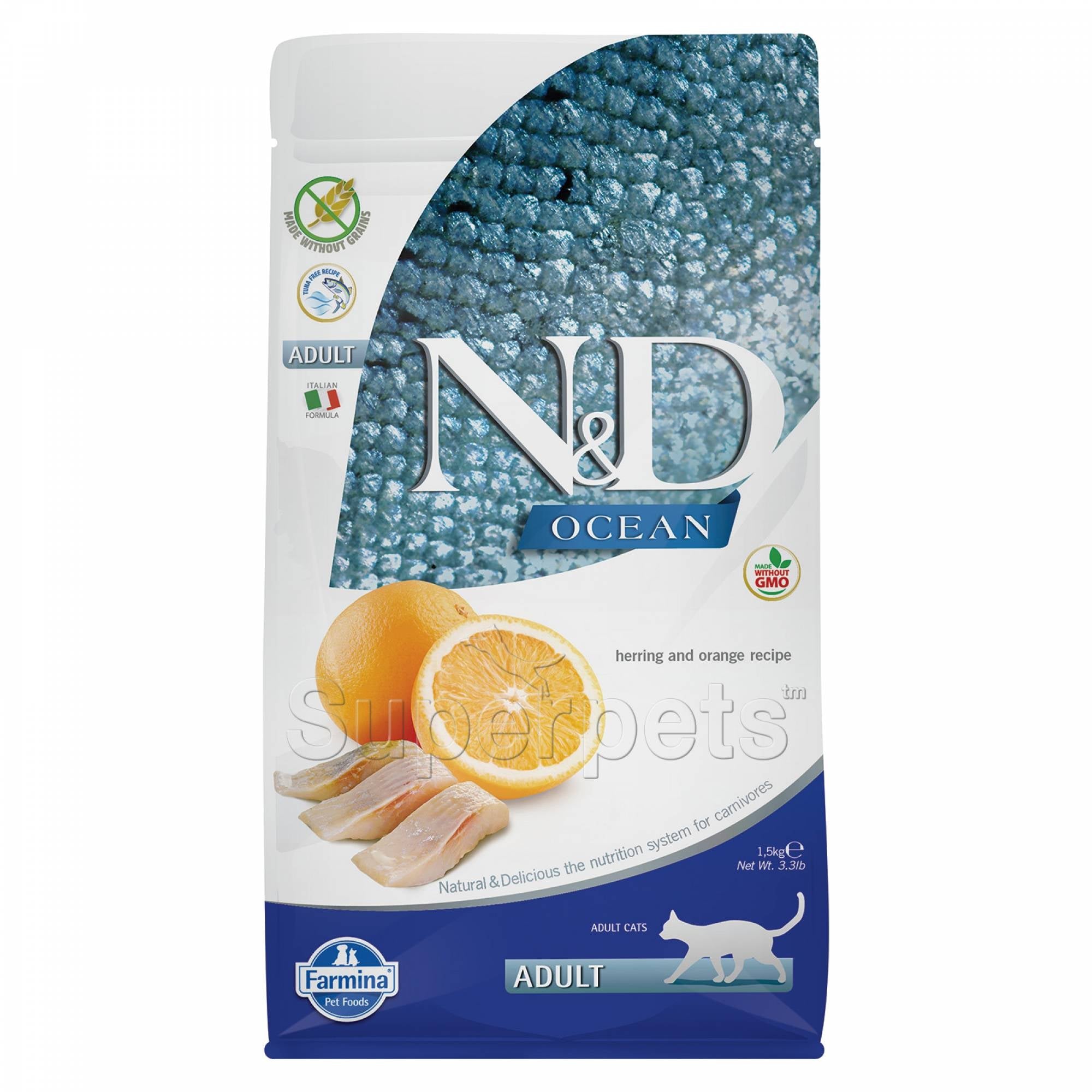Farmina N&D Cat Adult Ocean Grain-Free - Herring & OrangeCatsSuperpets Trading