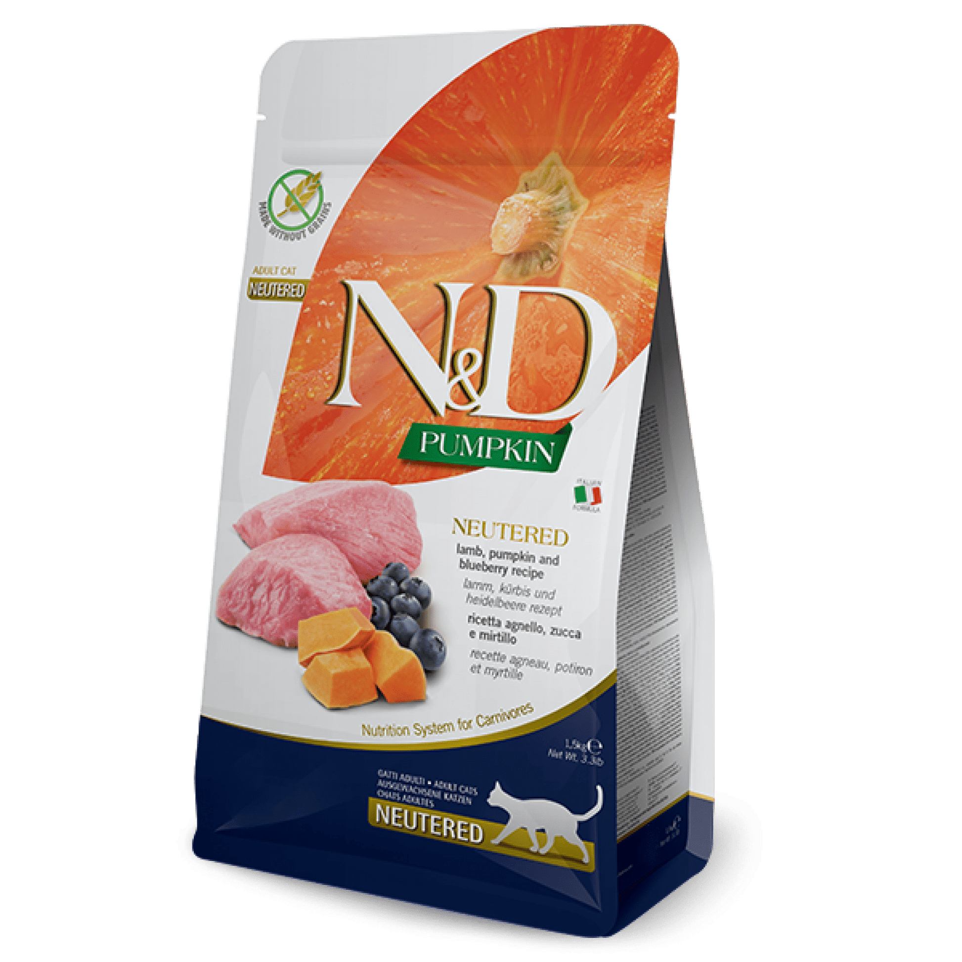 Farmina N&D Cat Adult Pumpkin Neutered Lamb, Pumpkin & BlueberryCatsSuperpets Trading
