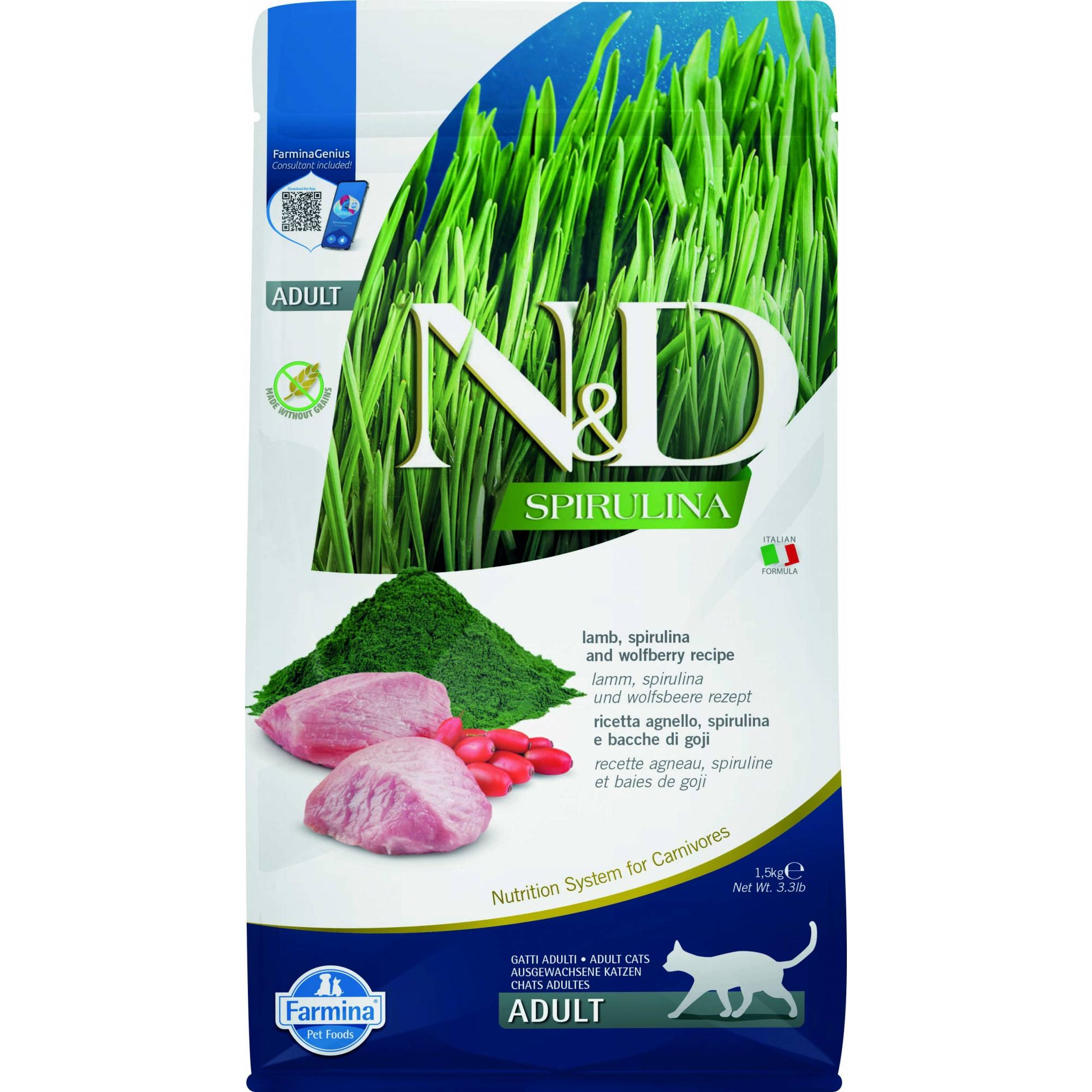 Farmina N&D Cat Adult Spirulina - Lamb, Spirulina & Wolfberry (Goji)CatsSuperpets Trading