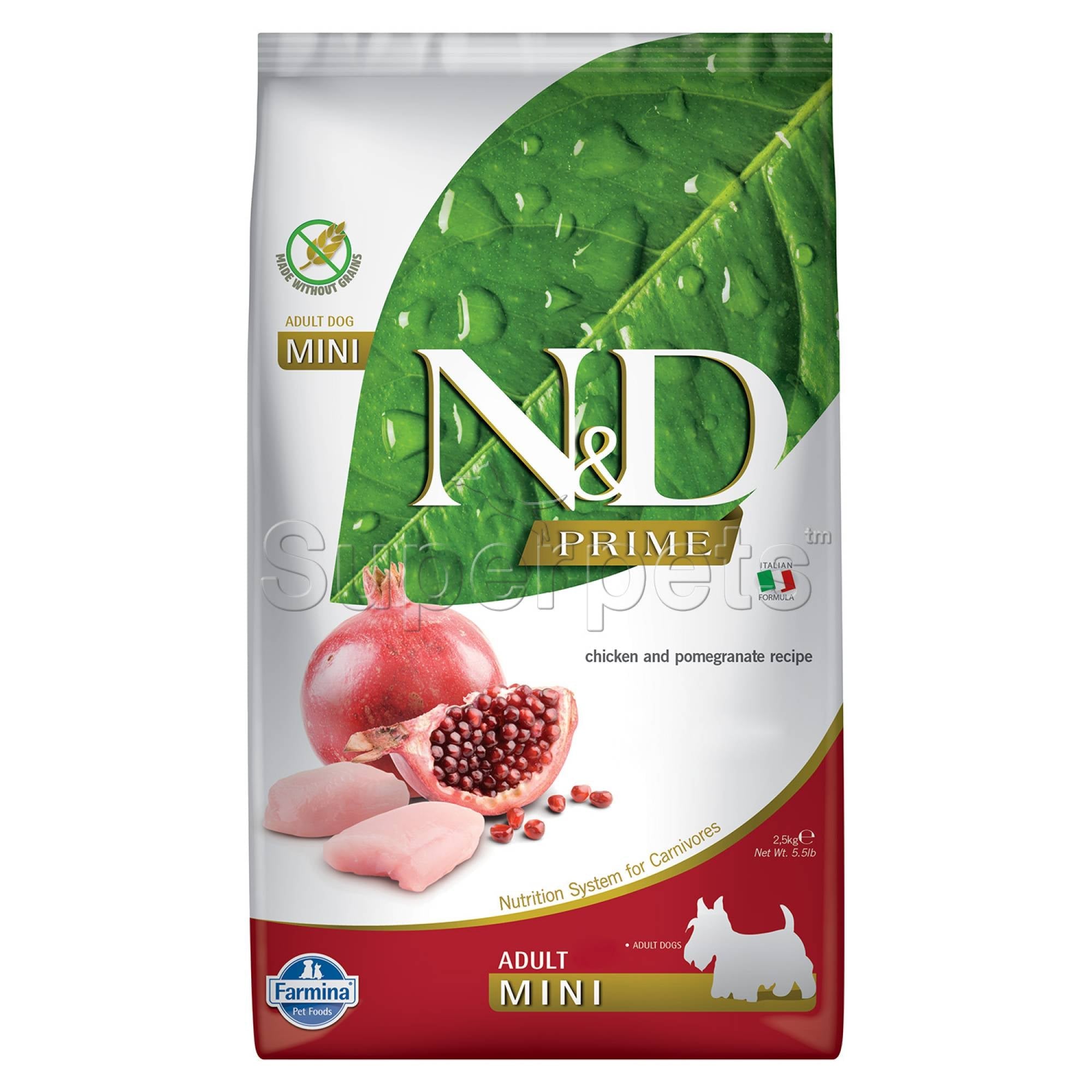 Farmina - N&D Grain-Free Dog Food Adult Mini - Chicken & Pomegranate 2.5kgDogsSuperpets Trading