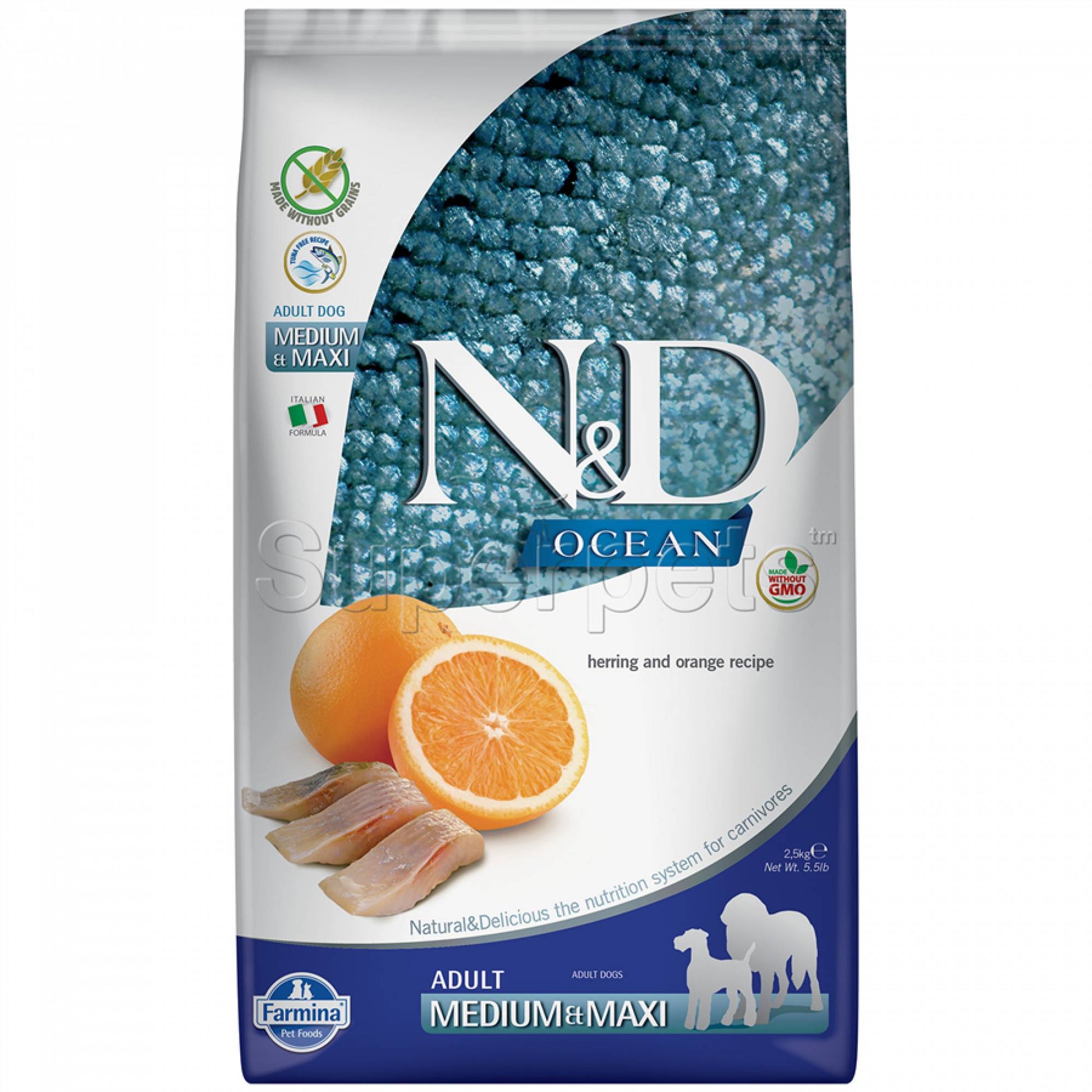 Farmina - N&D Grain-Free Ocean Dog Adult Medium/Maxi - Herring & OrangeDogsSuperpets Trading