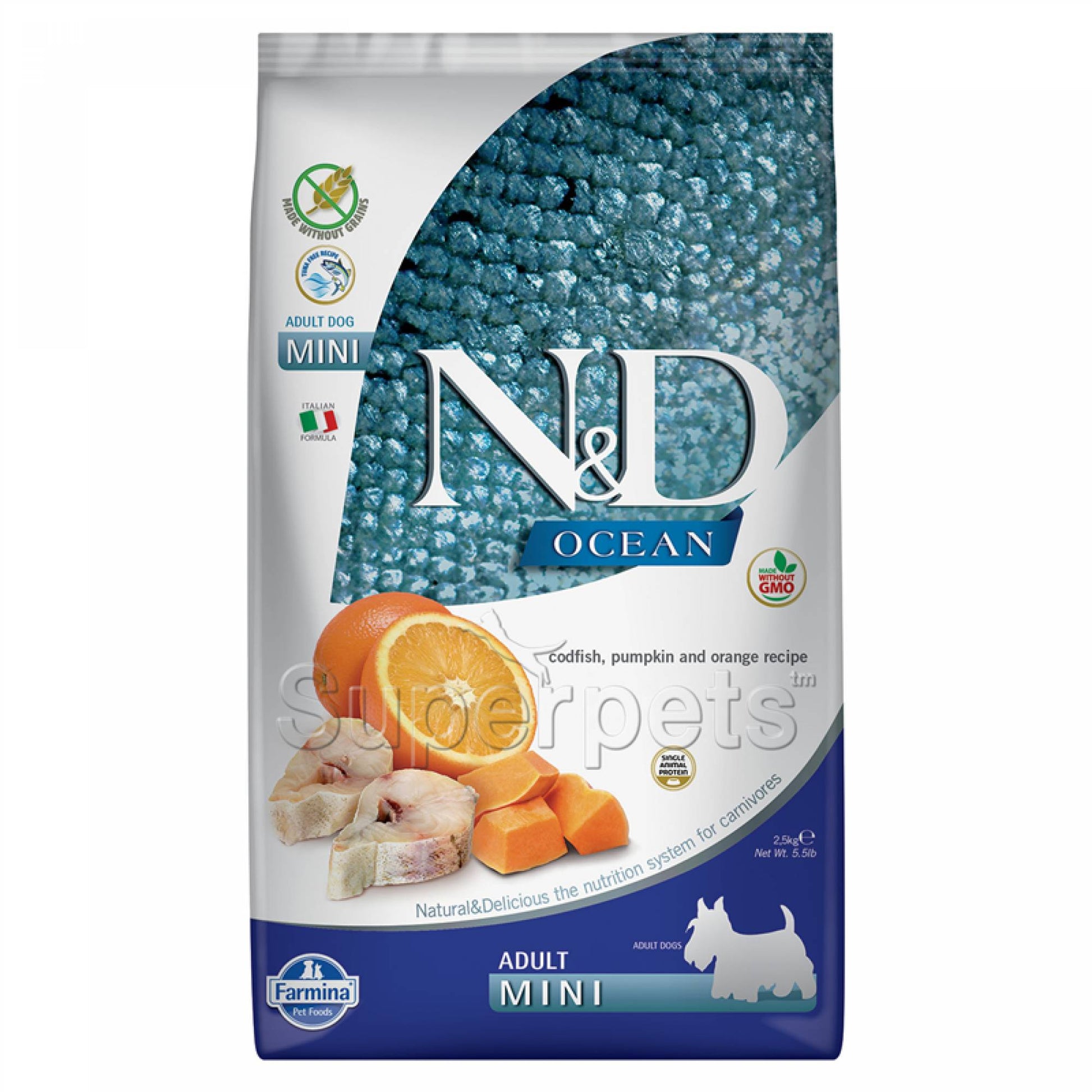 Farmina - N&D Grain-Free Ocean Dog Adult Mini - Cod, Pumpkin & OrangeDogsSuperpets Trading