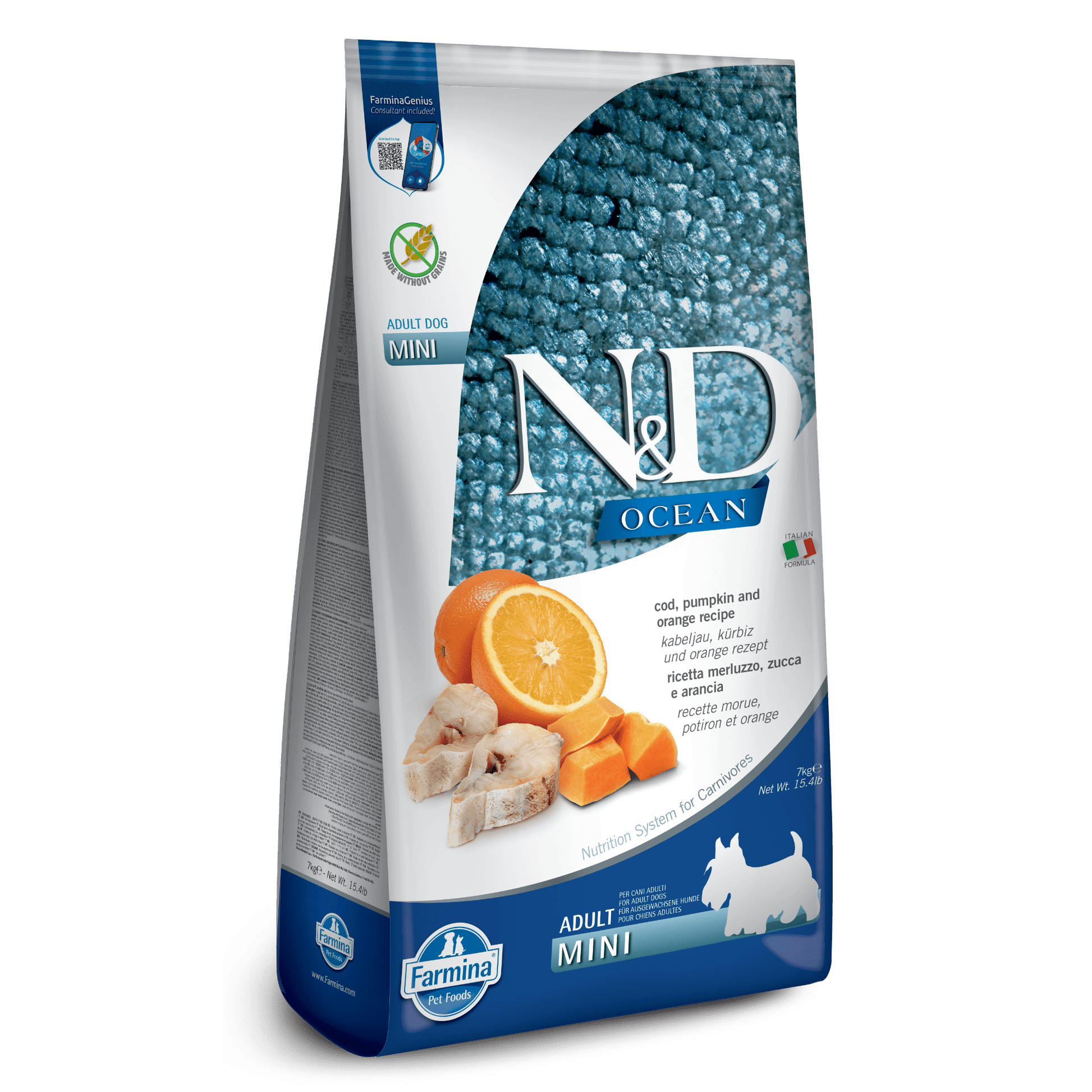 Farmina - N&D Grain-Free Ocean Dog Adult Mini - Cod, Pumpkin & OrangeDogsSuperpets Trading