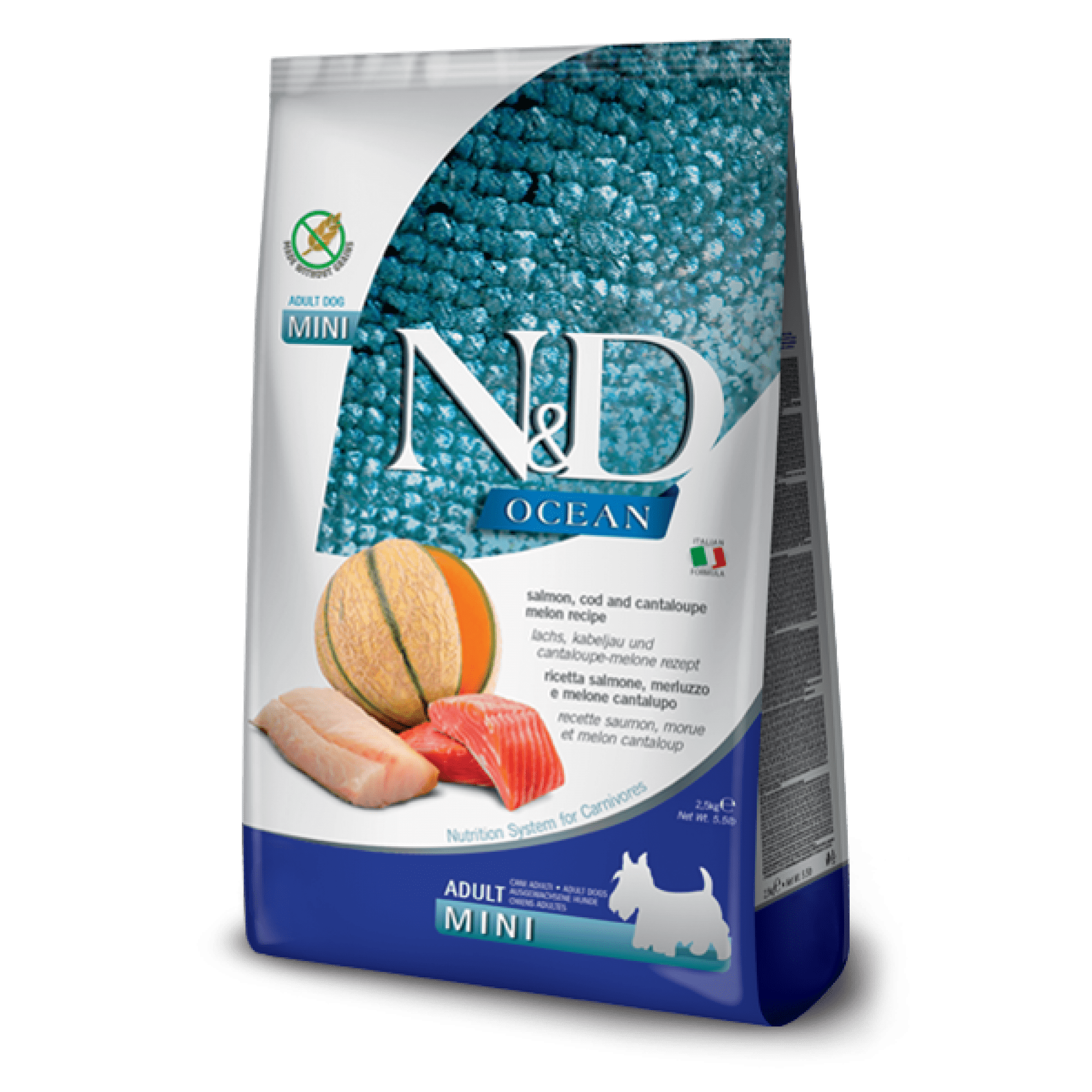 Farmina - N&D Grain-Free Ocean Dog Adult Mini - Salmon, Cod, Cantalupe MelonSuperpets Trading