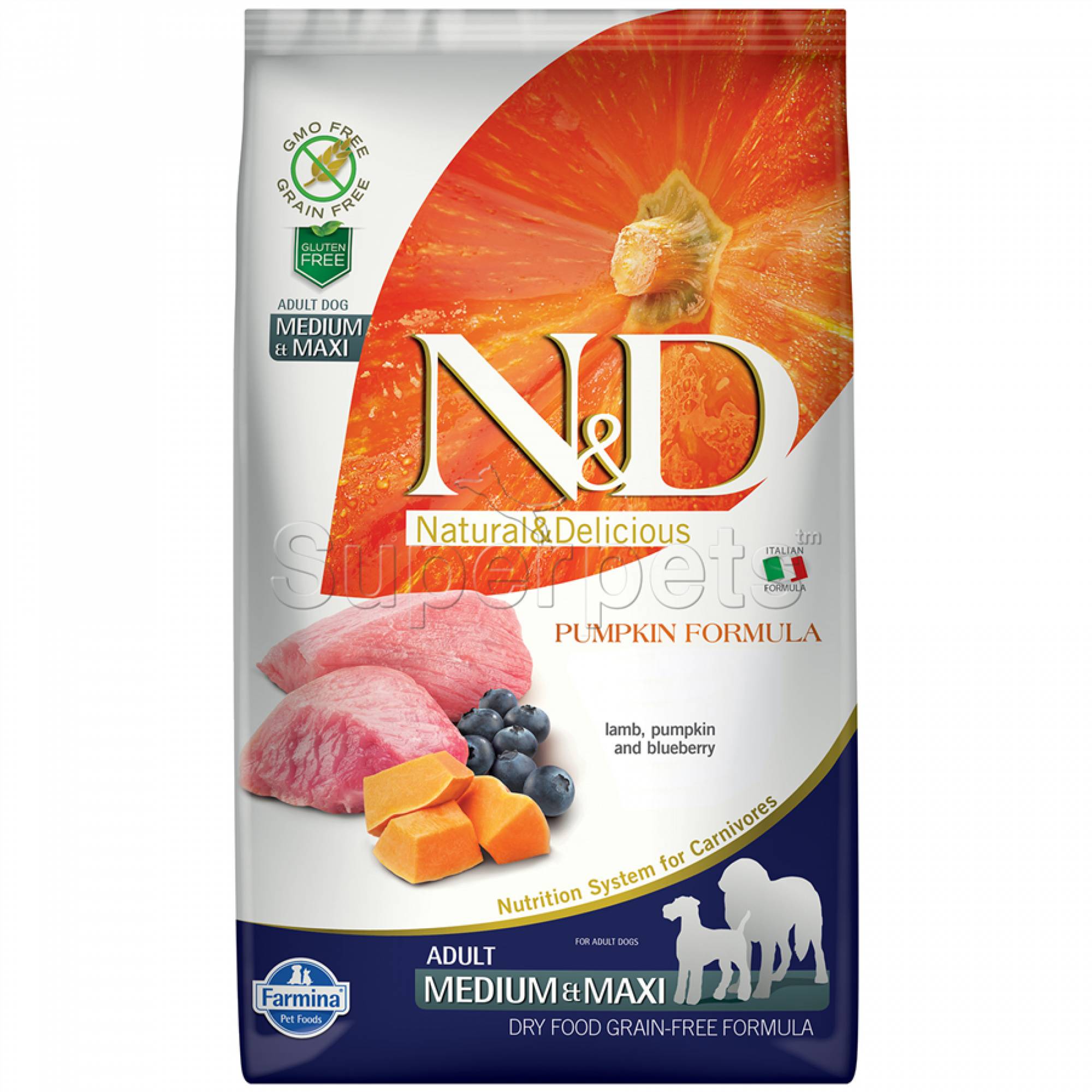 Farmina - N&D Pumpkin Canine Adult Medium/Maxi - Lamb & Blueberry 2.5kgDogsSuperpets Trading