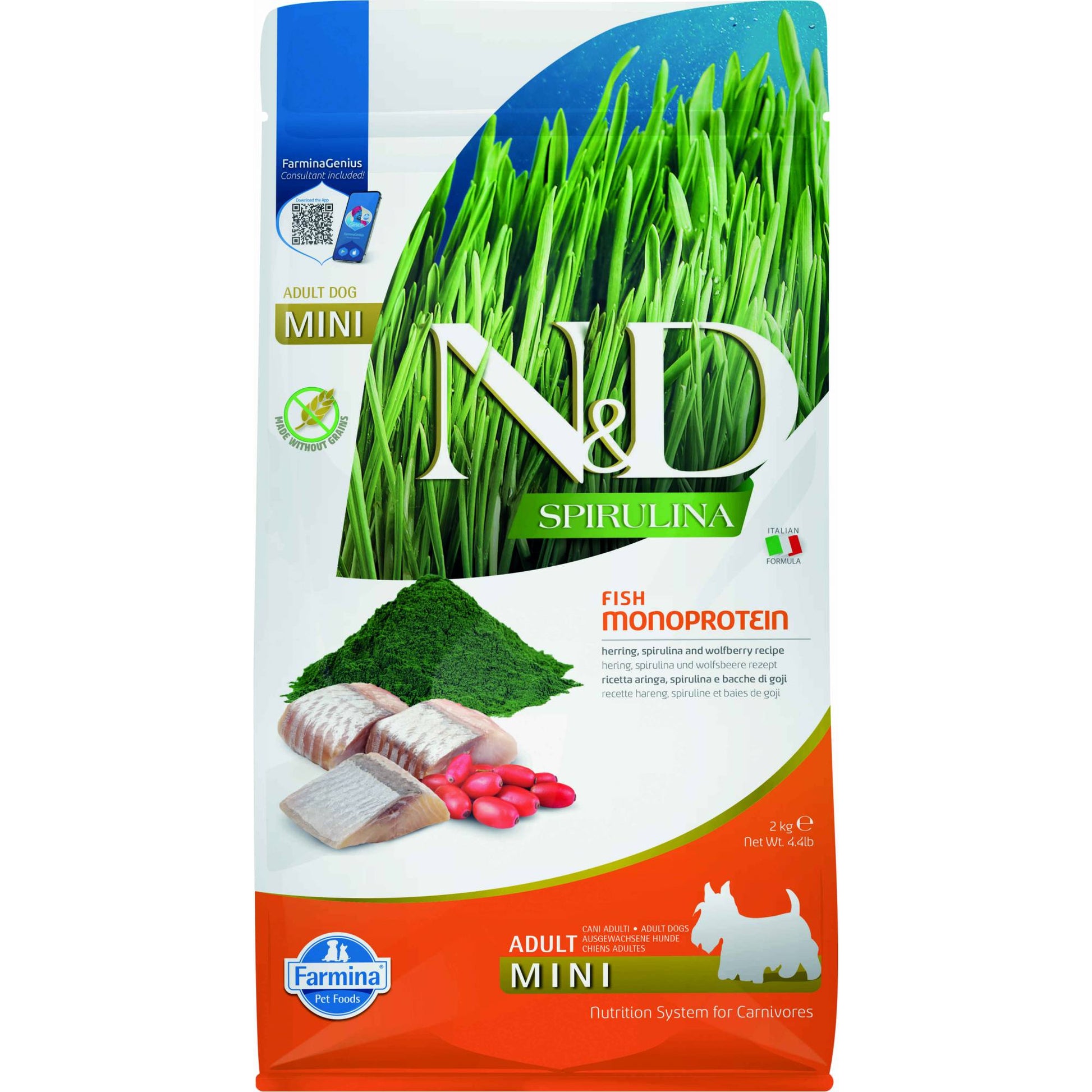 Farmina - N&D Spirulina Dog Adult Mini - Herring , Spirulina & Wolfberry (Goji) 2kgSuperpets Trading