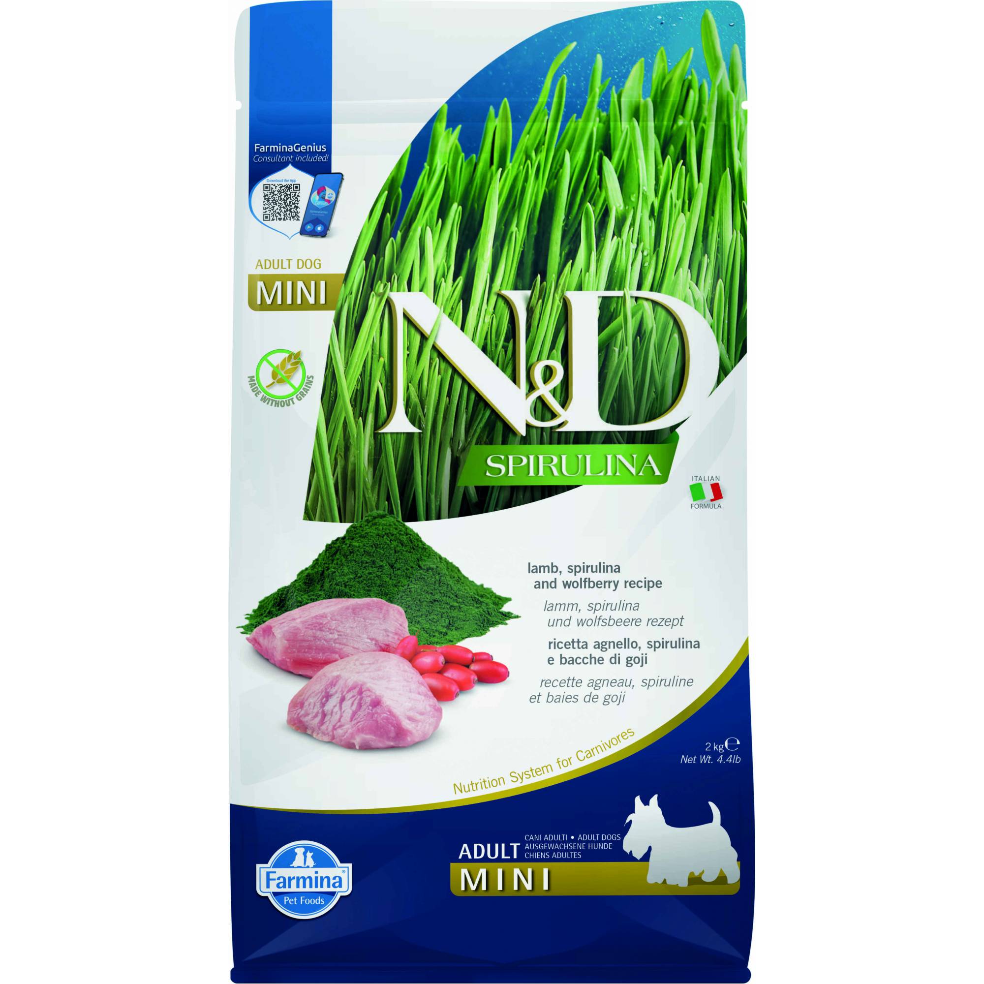 Farmina - N&D Spirulina Dog Adult Mini - Lamb, Spirulina & Wolfberry (Goji) 2kgDogsSuperpets Trading