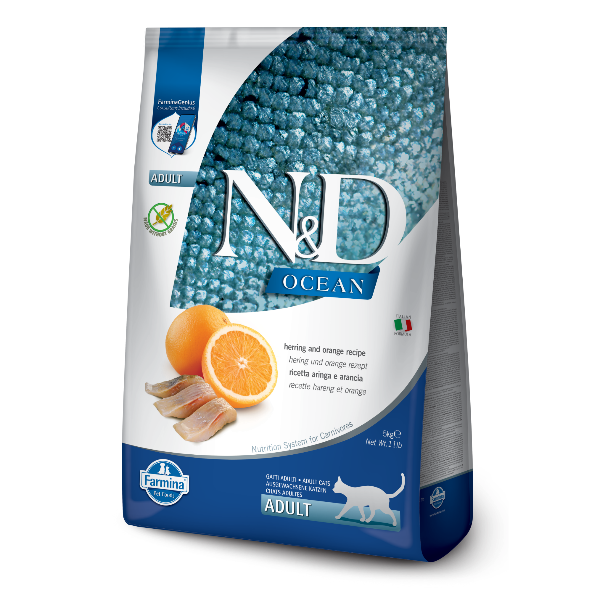 Farmina N&D Cat Adult Ocean Grain-Free  - Herring & Orange