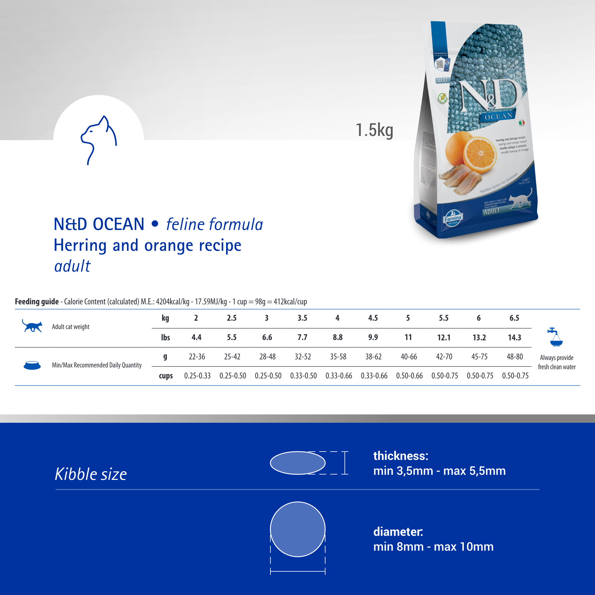 Farmina N&D Cat Adult Ocean Grain-Free  - Herring & Orange