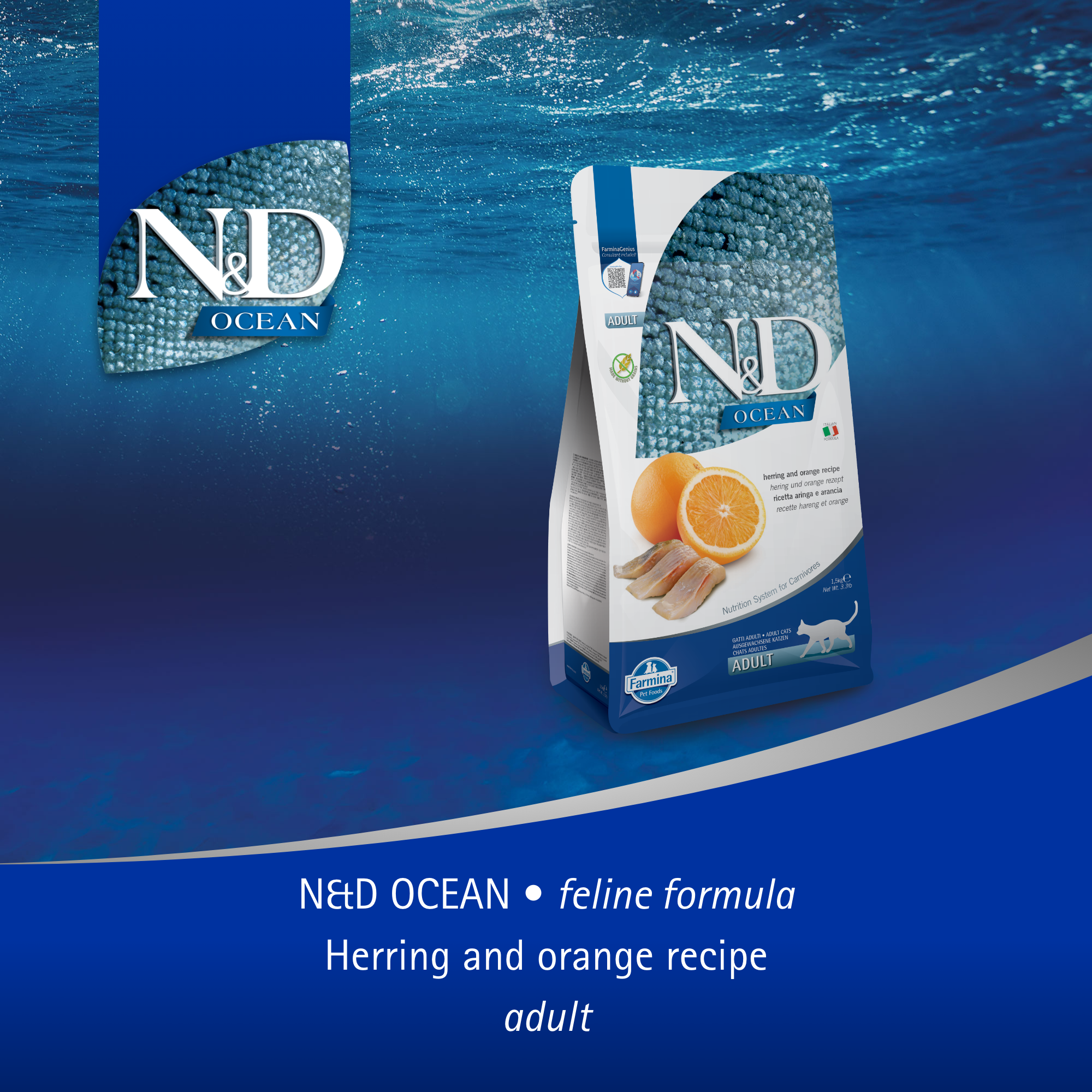 Farmina N&D Cat Adult Ocean Grain-Free  - Herring & Orange