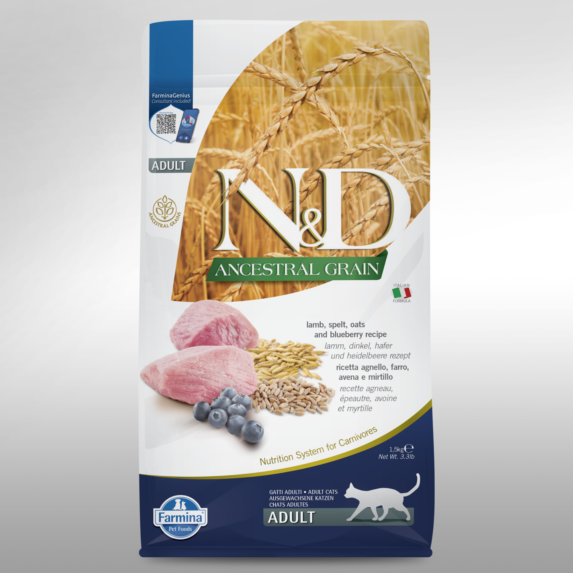 Farmina N&D Ancestral Grain Cat Adult - Lamb & Blueberry
