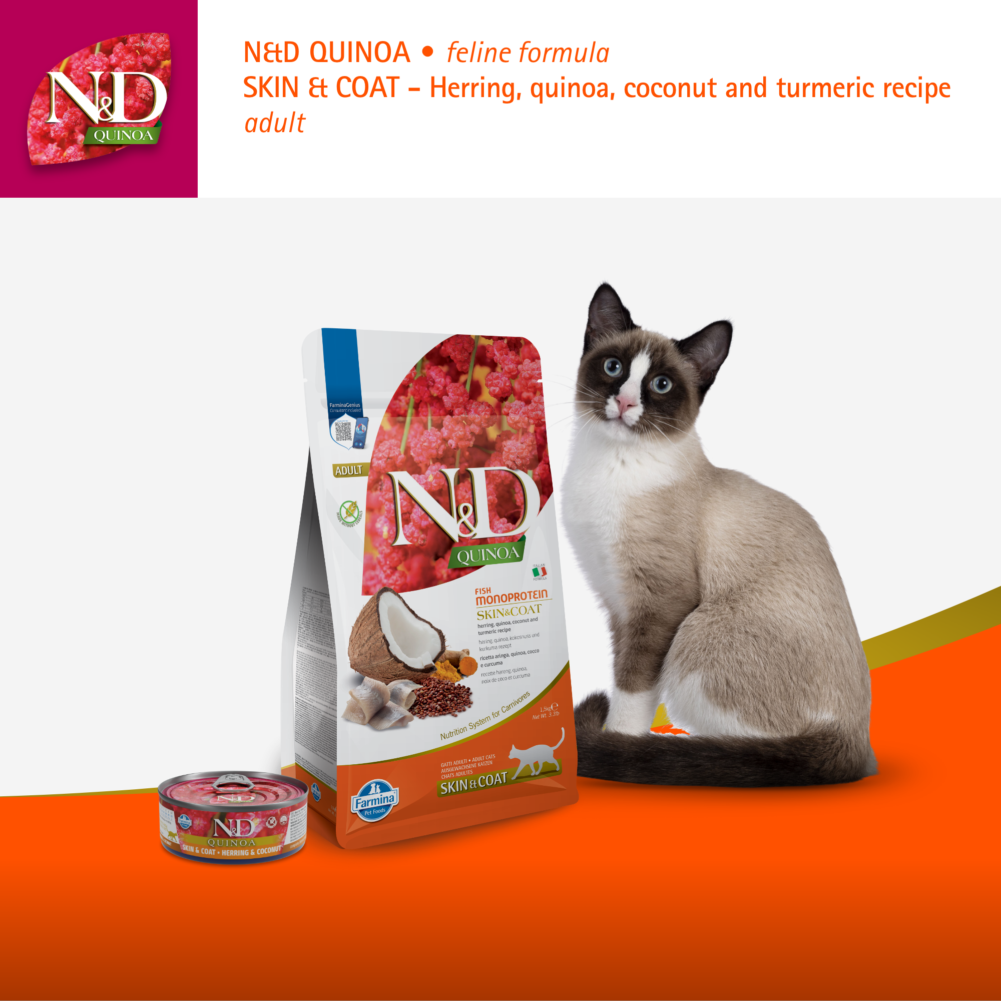 Farmina N&D Cat Adult Quinoa - Skin & Coat (Herring)