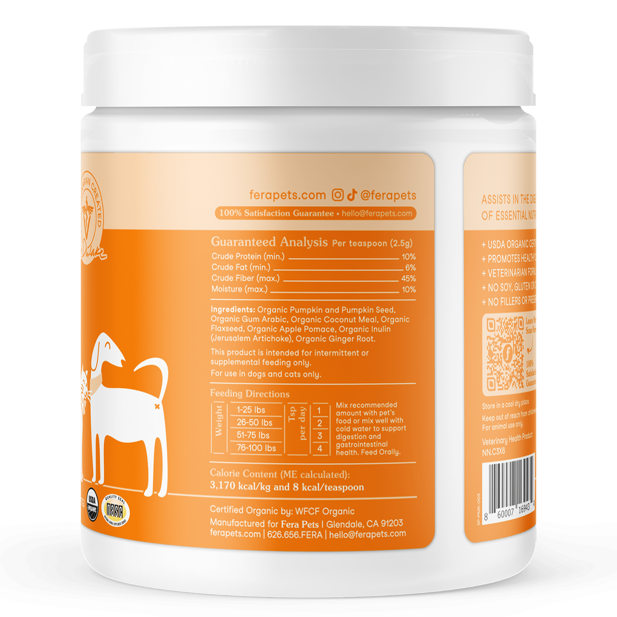 Fera Pumpkin Digestion Fiber Supplements 90 serving for dogs and catsCatsSuperpets Trading