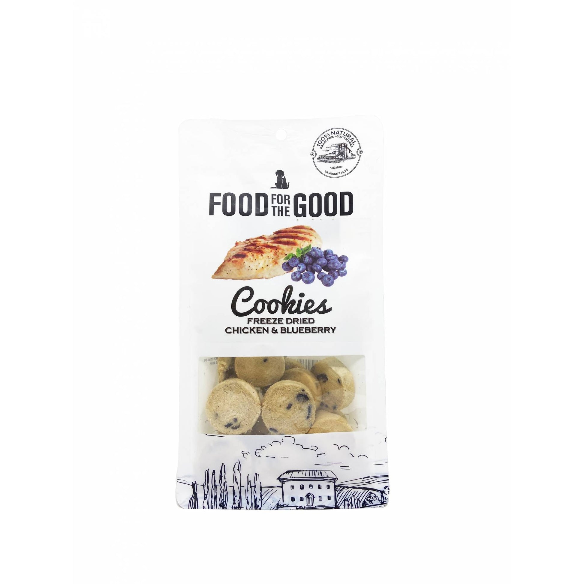 Food for the Good - Freeze Dried Cookies Chicken & Blueberry Cat & Dog Treats 70gDogsSuperpets Trading