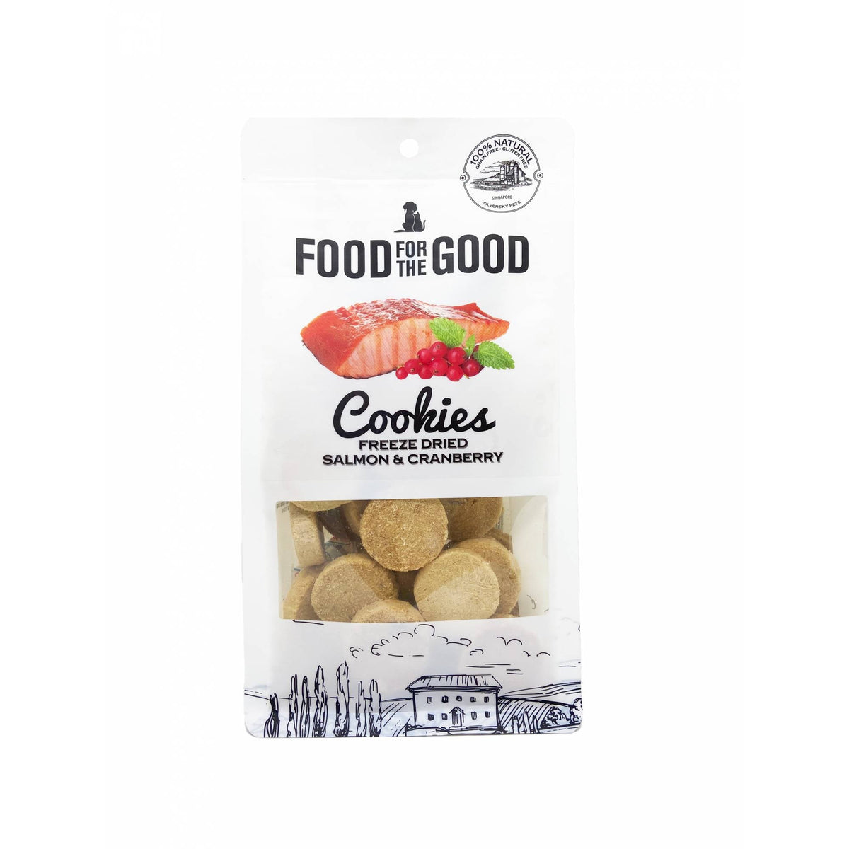 Food for the Good - Freeze Dried Cookies Salmon & Cranberry Cat & Dog Treats 70gSuperpets Trading