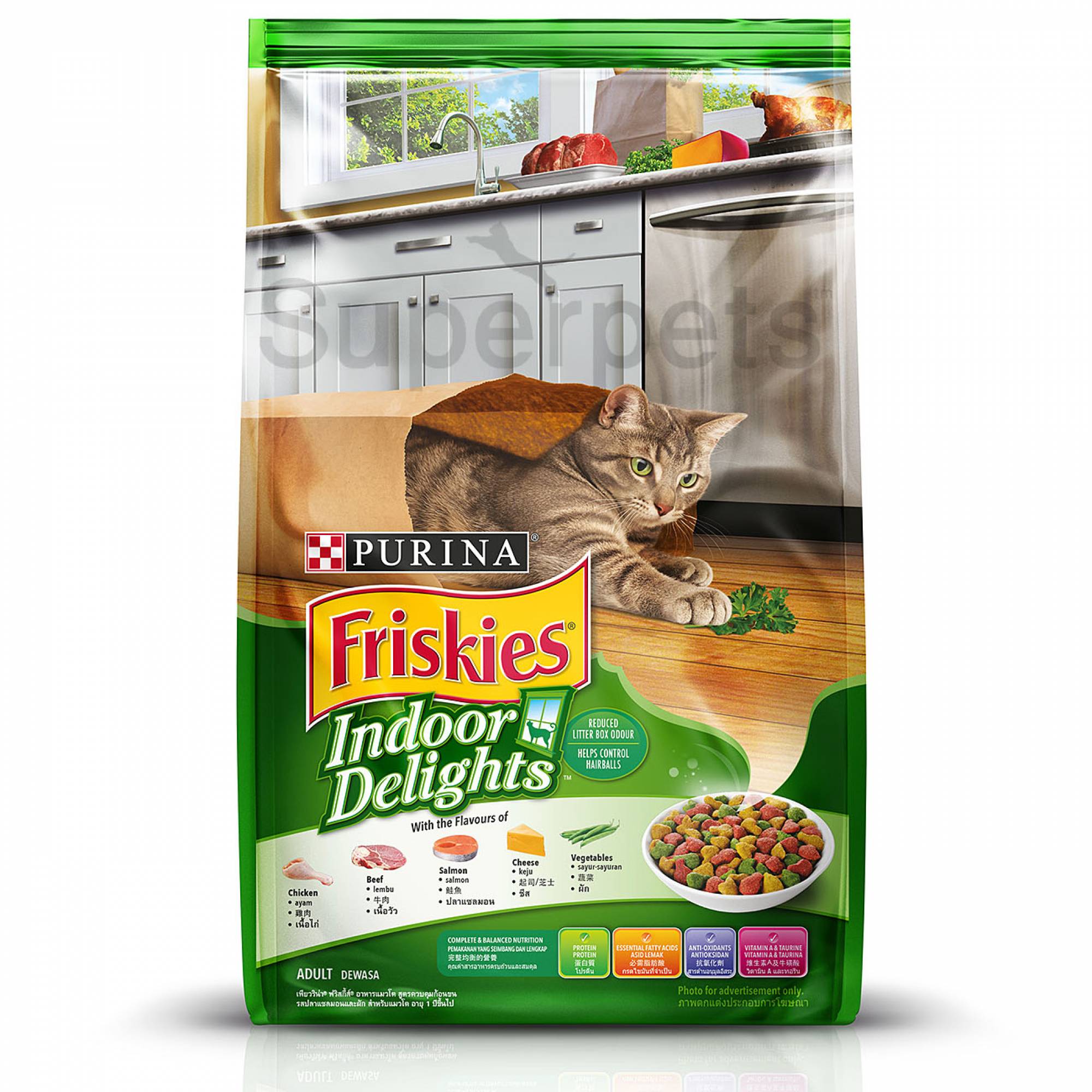 Friskies - Indoor Delights - Chicken, Beef, Salmon, Cheese & Vegetables 1kgSuperpets Trading