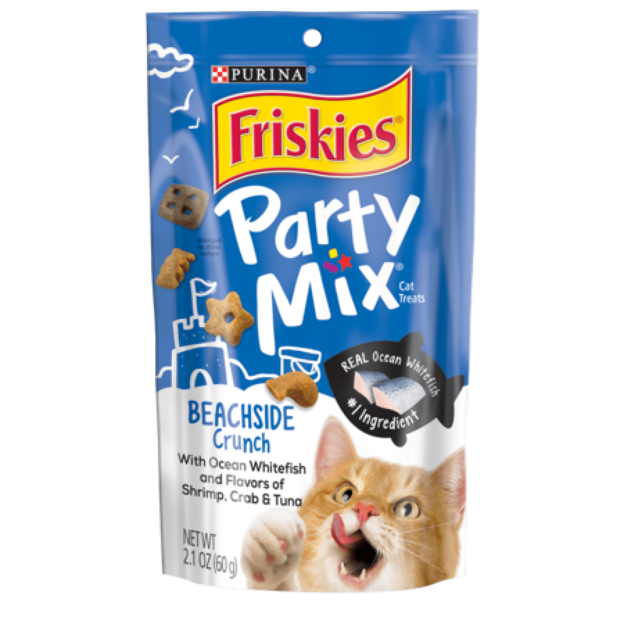 Friskies - Party Mix Crunch - Beachside - Shrimp, Crab & Tuna Flavours 60gSuperpets Trading