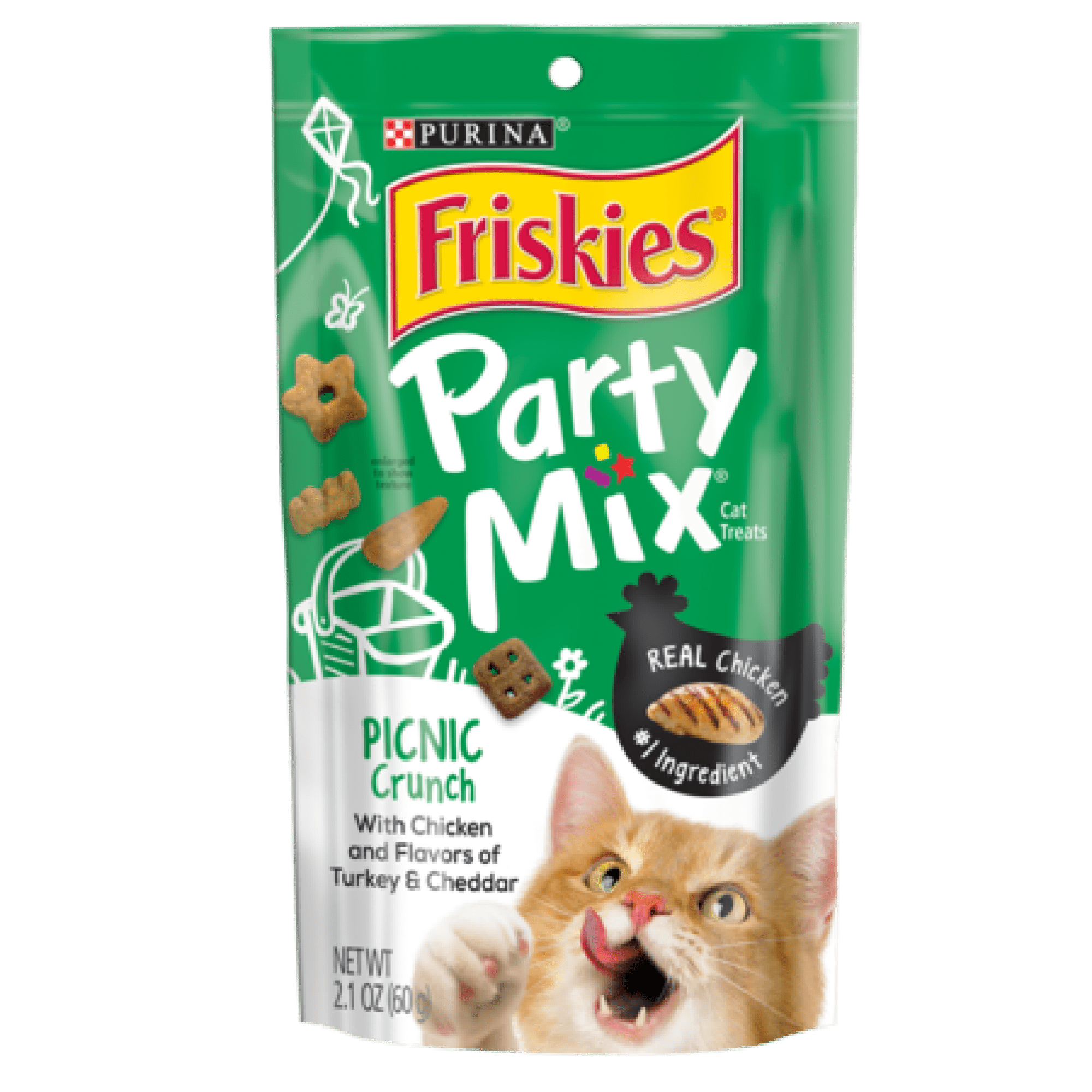 Friskies - Party Mix Crunch - Picnic - chicken, Turkey & Cheddar Flavours 60gSuperpets Trading