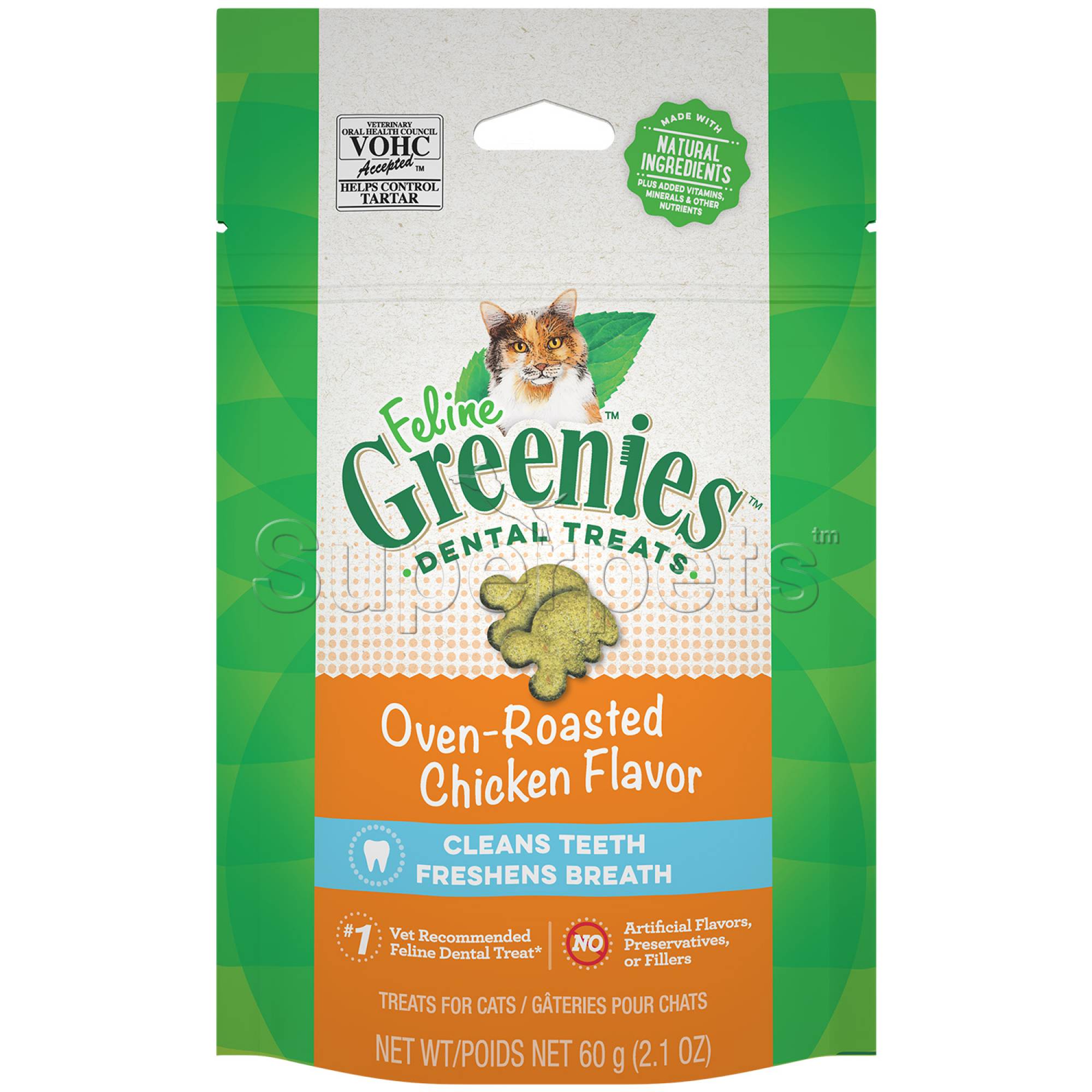 Greenies Feline Dental Treats - Oven Roasted Chicken Flavour 2.1oz (60g)Superpets Trading