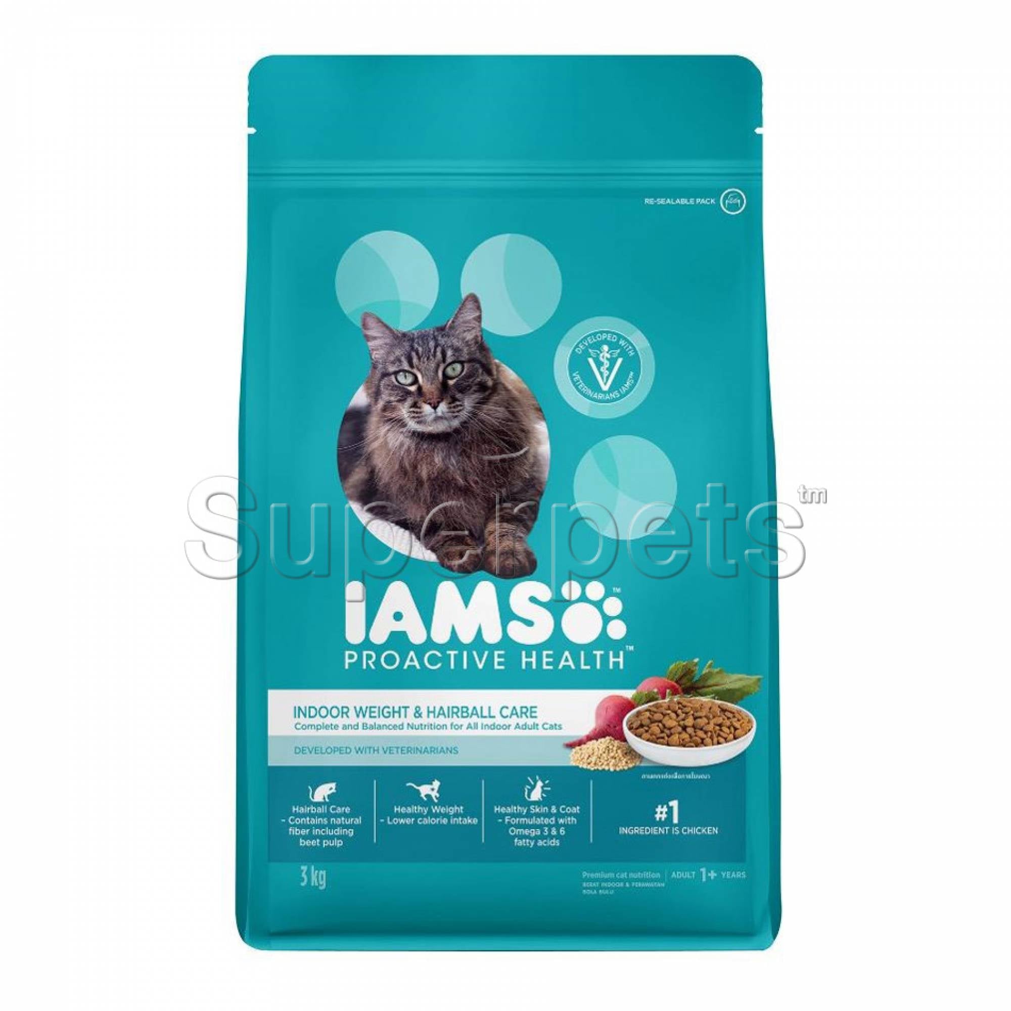 IAMS - Cat Adult - Indoor Weight & Hairball Control 3kgSuperpets Trading