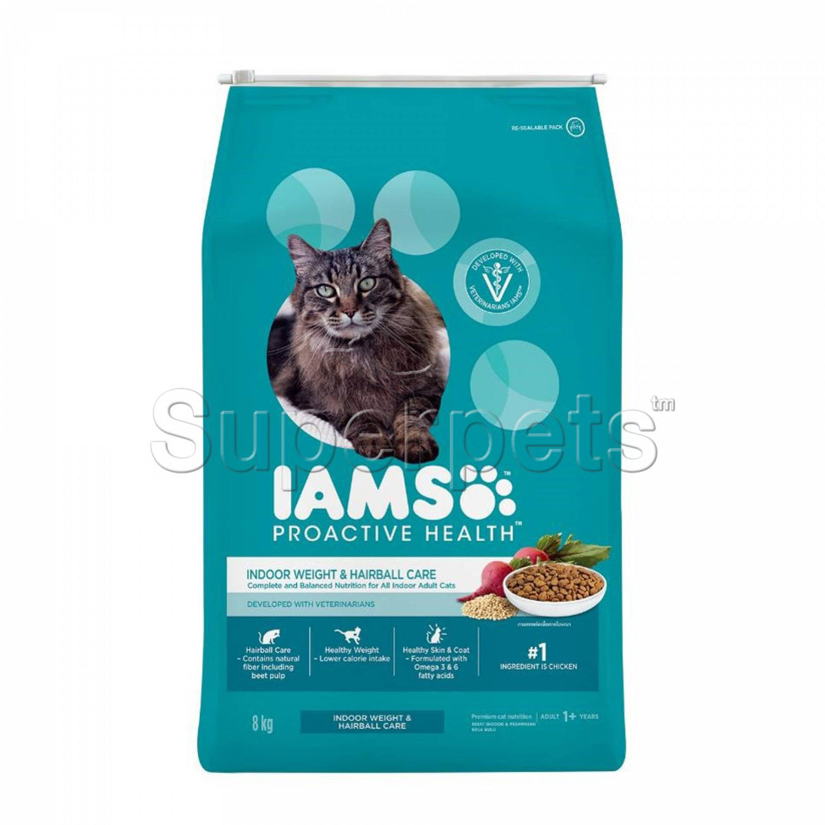 IAMS - Cat Adult - Indoor Weight & Hairball Control 8kgSuperpets Trading