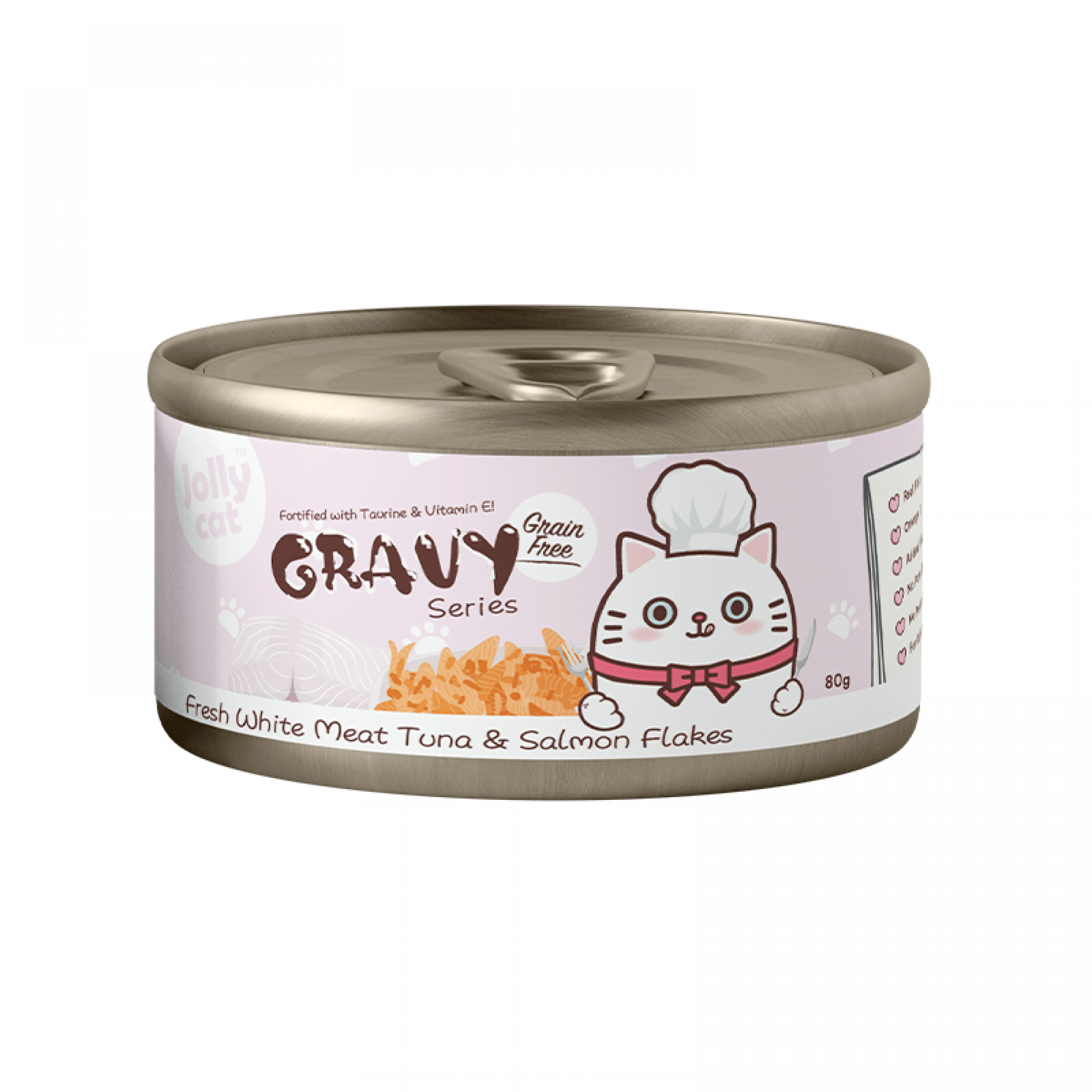 Jolly Cat Fresh White Meat Tuna & Salmon Flakes in Gravy 80gSuperpets Trading