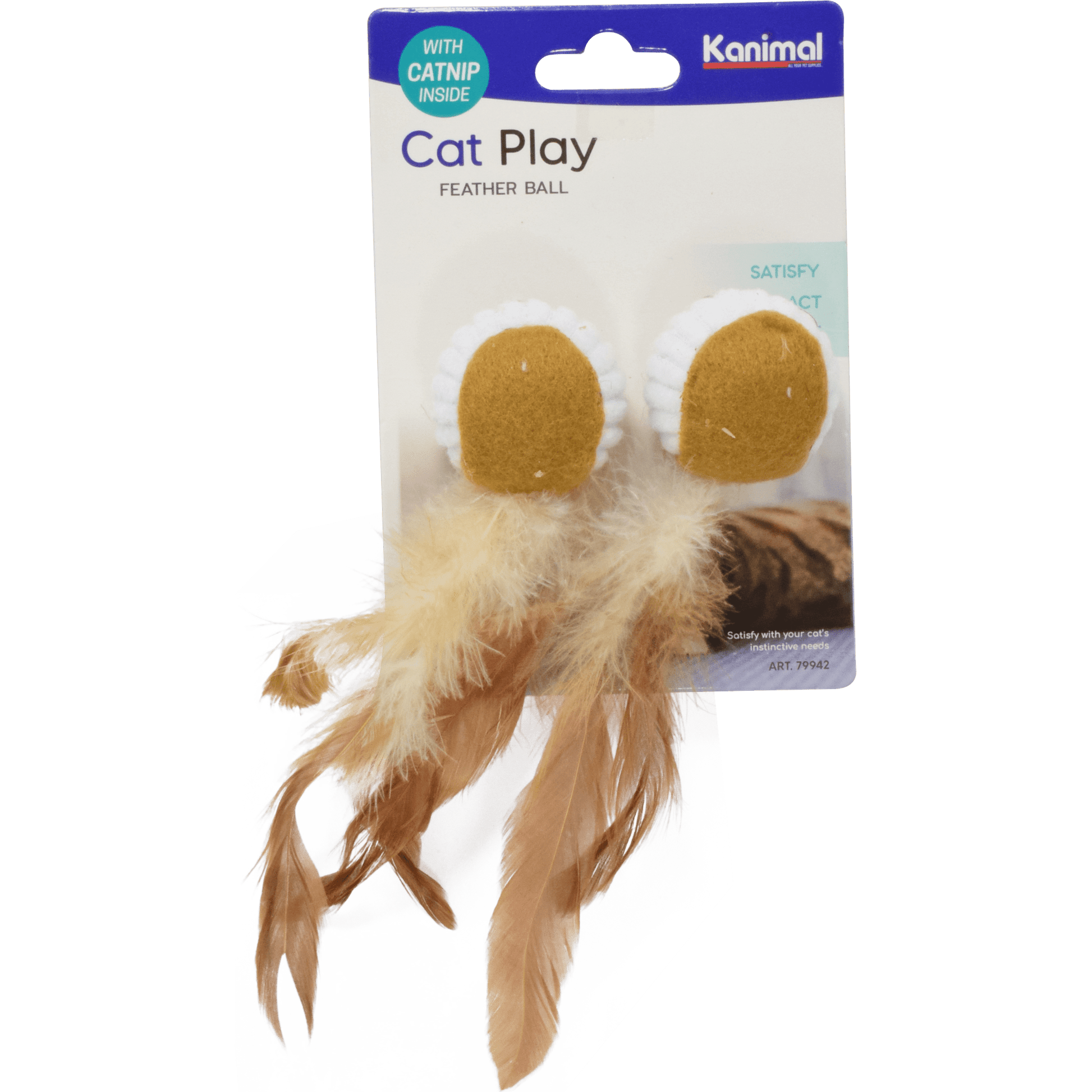Kanimal - Cat Toy Feather Ball 2pcs (4x1.5cm)Superpets Trading