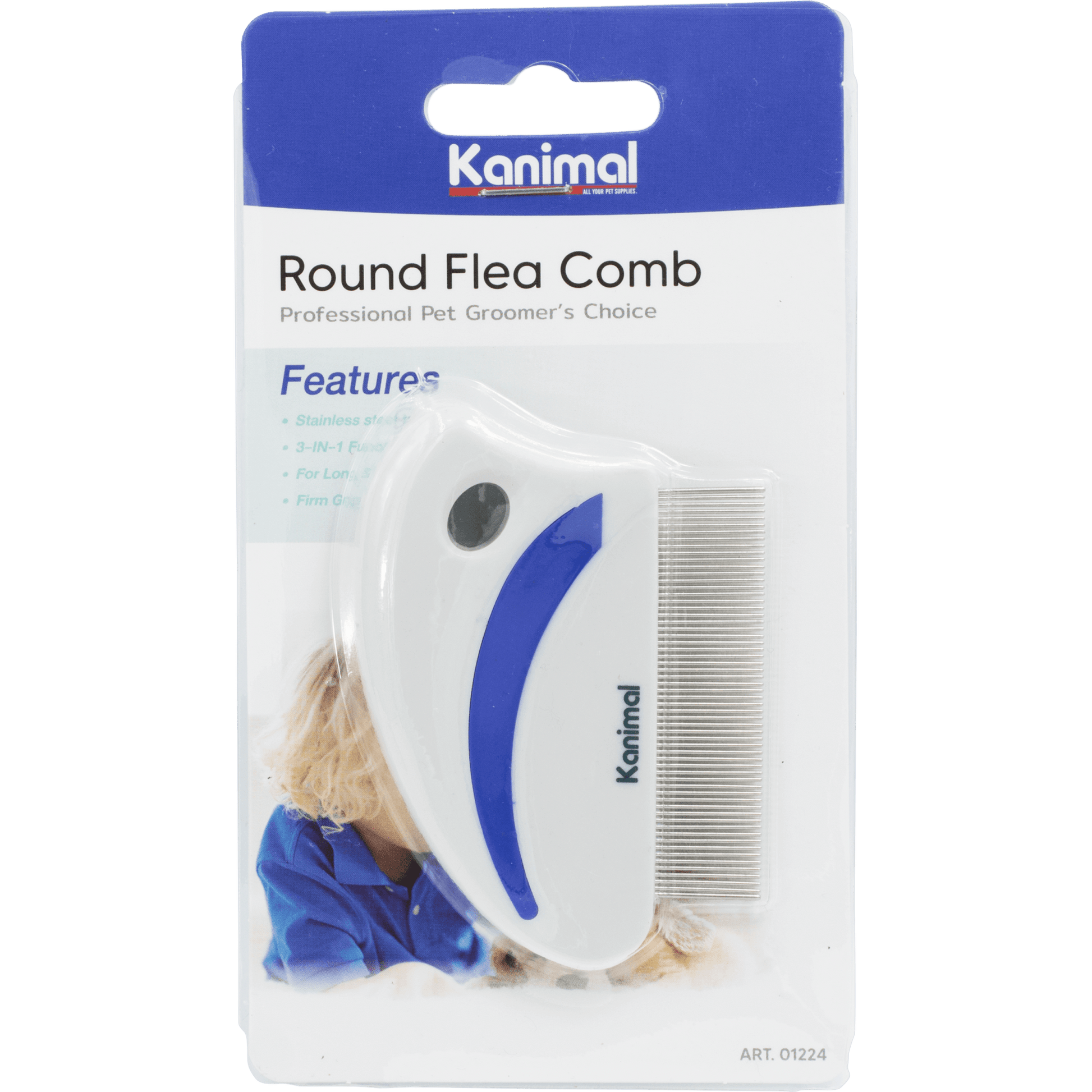 Kanimal - Round Flea Comb 8.5x5.8cmSuperpets Trading