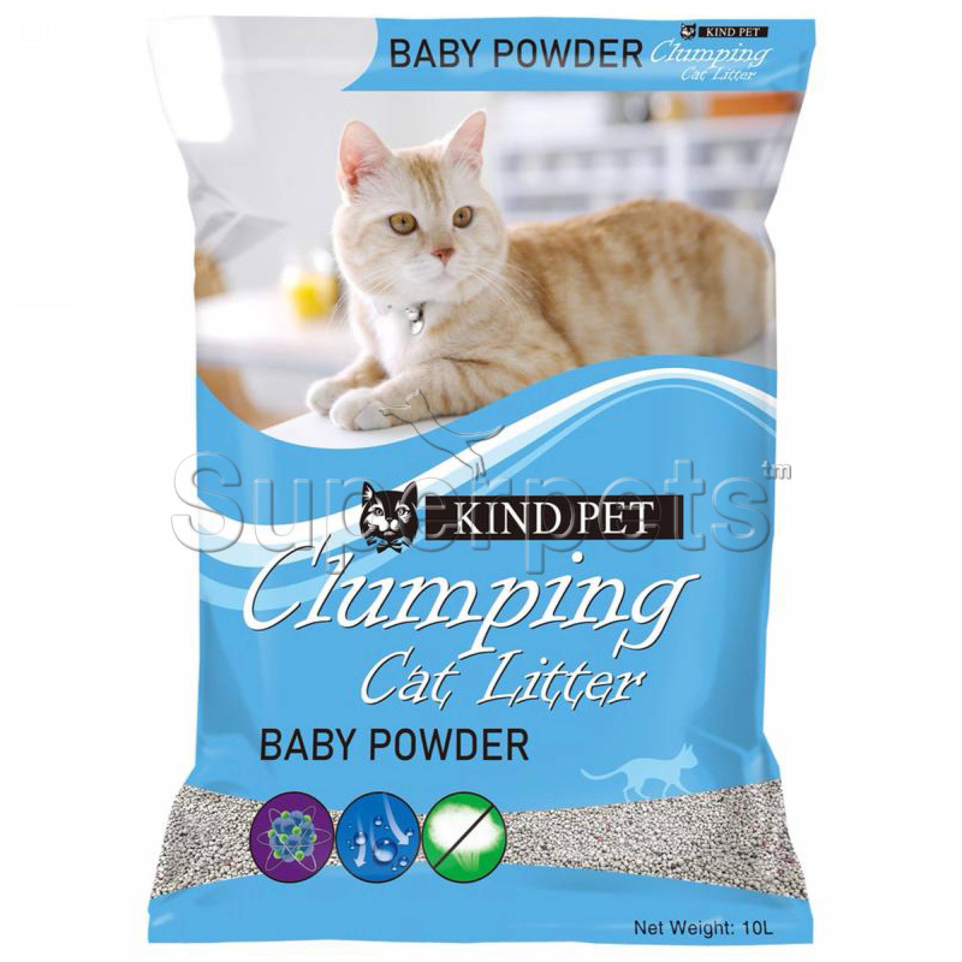 Kind Pet - Clumping Cat Litter Fine 10L - Baby PowderCatsSuperpets Trading