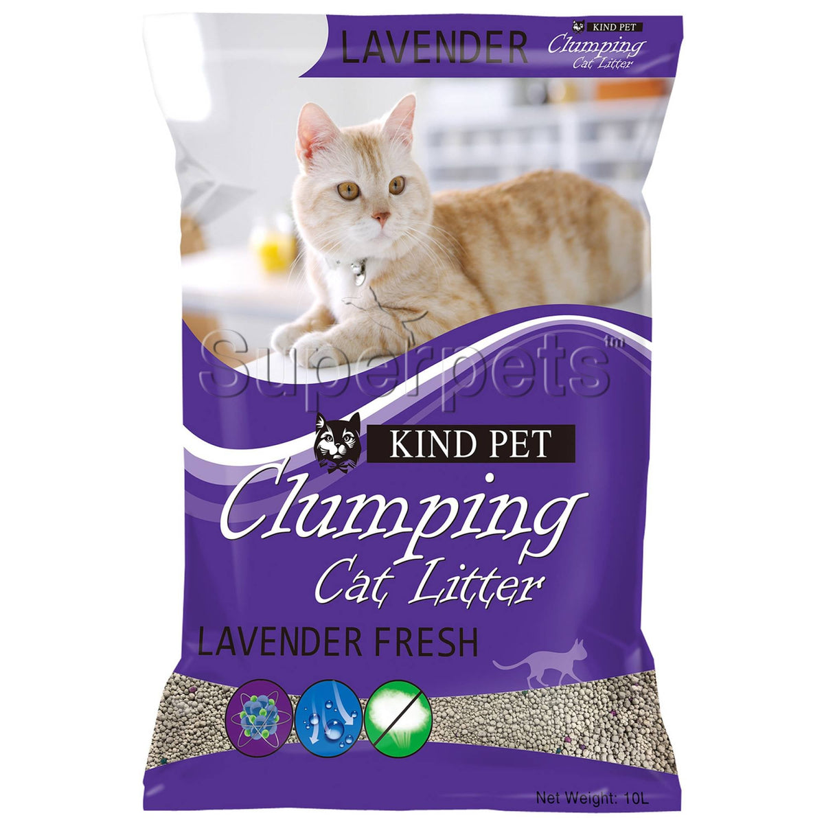 Kind Pet - Clumping Cat Litter Fine 10L - LavenderSuperpets Trading