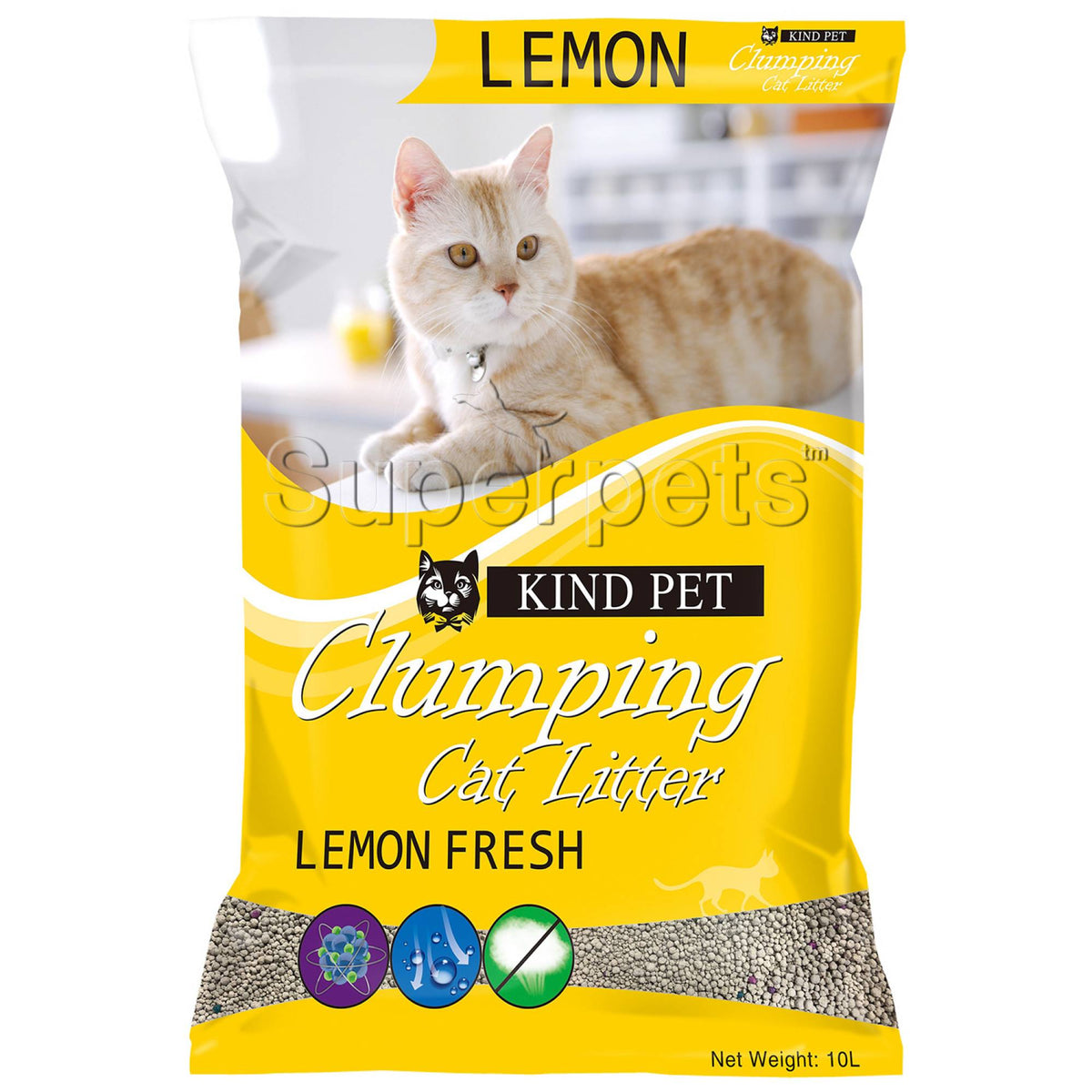 Kind Pet - Clumping Cat Litter Fine 10L - LemonSuperpets Trading