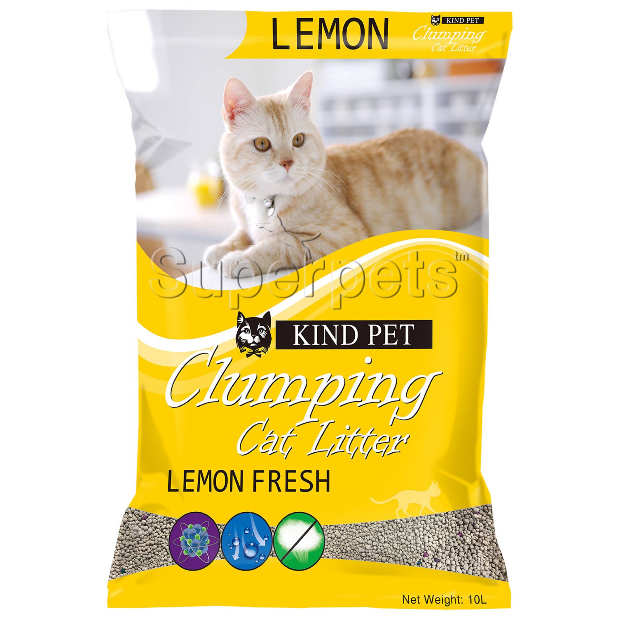 Kind Pet - Clumping Cat Litter Fine 10L - LemonSuperpets Trading