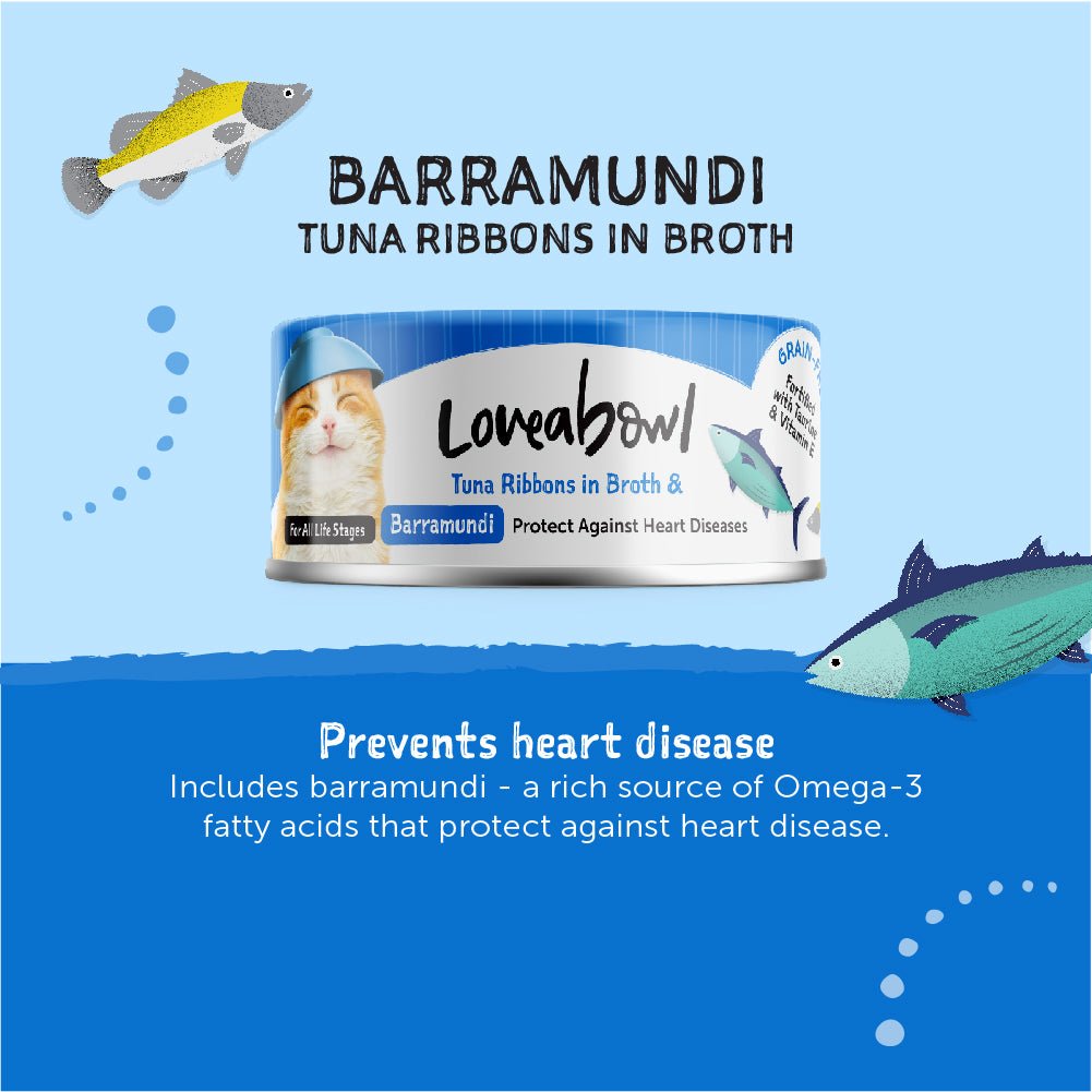 Loveabowl Tuna Ribbons in broth with Barramundi 70gCatsSuperpets Trading