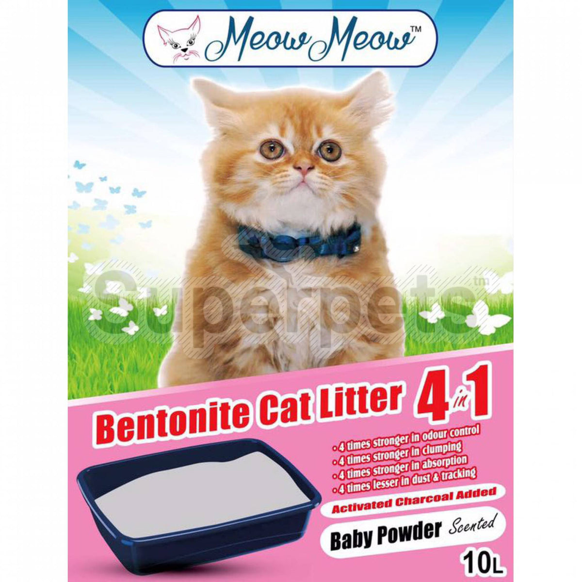 Meow Meow - Bentonite Cat litter 4-in-1 - Baby Powder 10LCatsSuperpets Trading