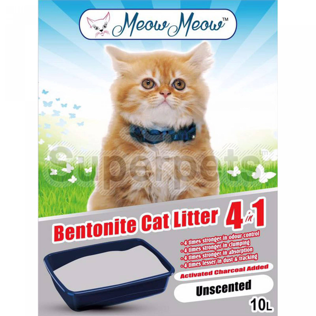 Meow Meow - Bentonite Cat litter 4-in-1 - Unscented 10LSuperpets Trading