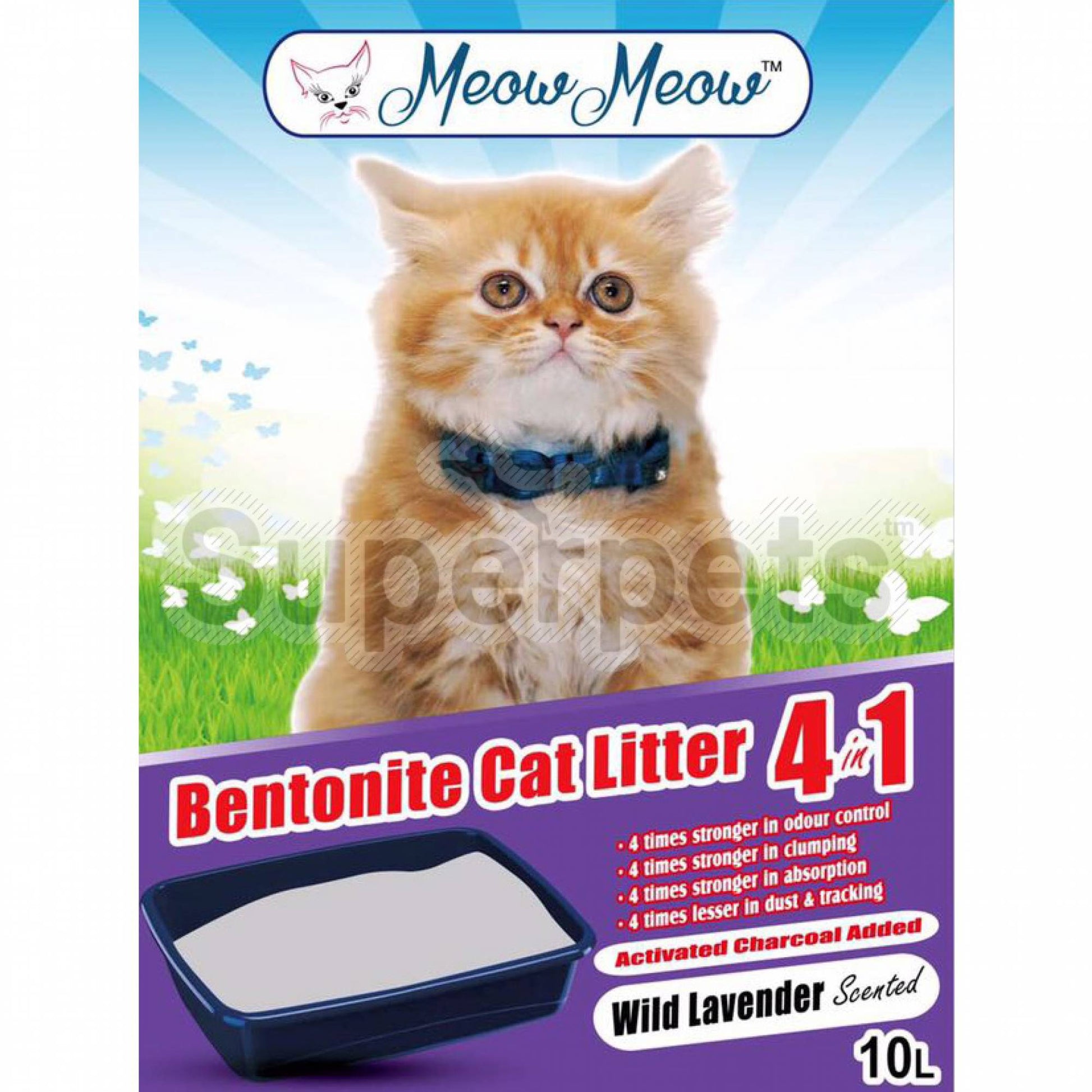 Meow Meow - Bentonite Cat litter 4-in-1 - Wild Lavender 10LSuperpets Trading