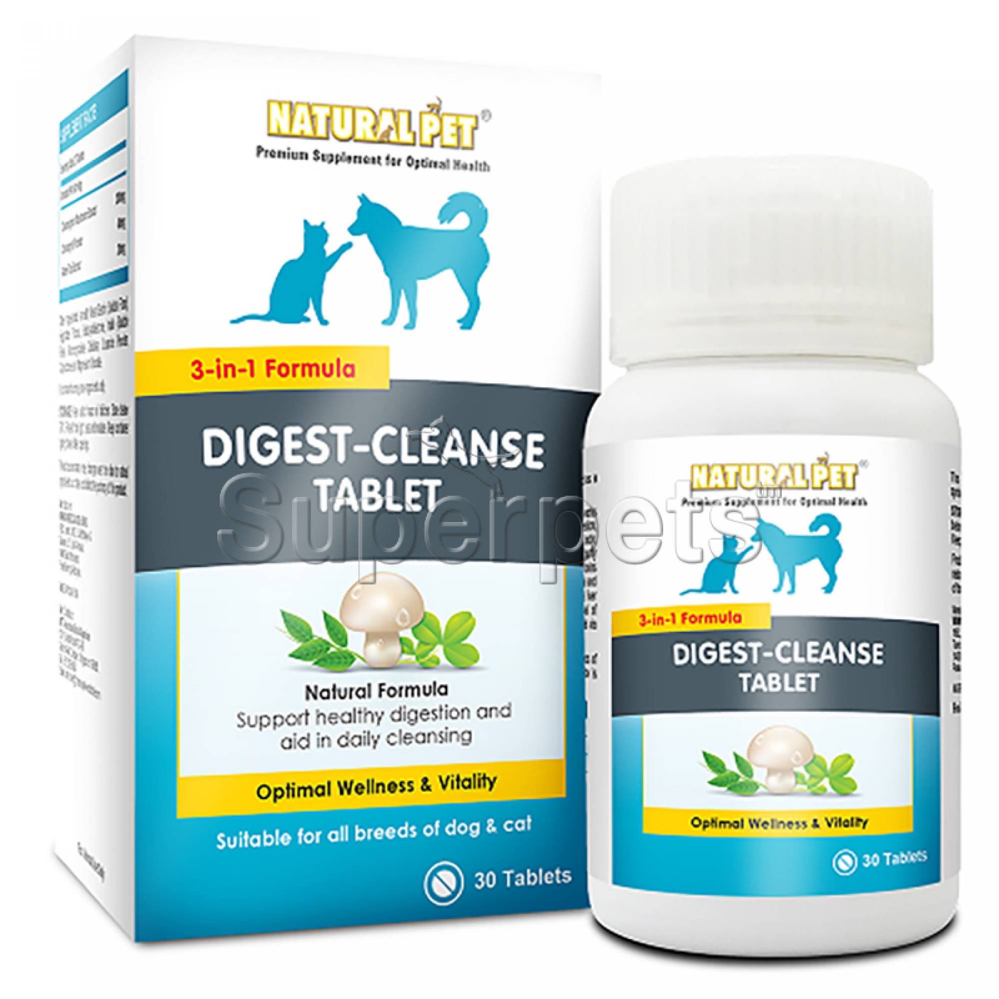 Natural Pet - 3in1 Digest Cleanse for Cats & Dogs 30tabsSuperpets Trading
