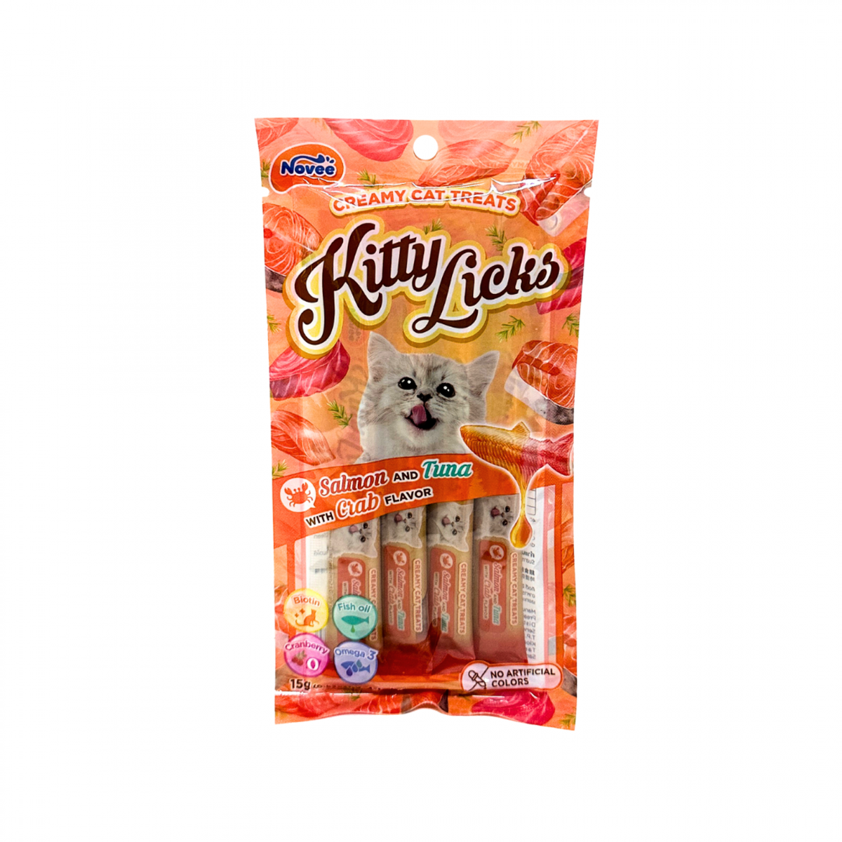 Novee - Kitty Licks - Salmon with Tuna & Crab 15g x 4 tubesSuperpets Trading