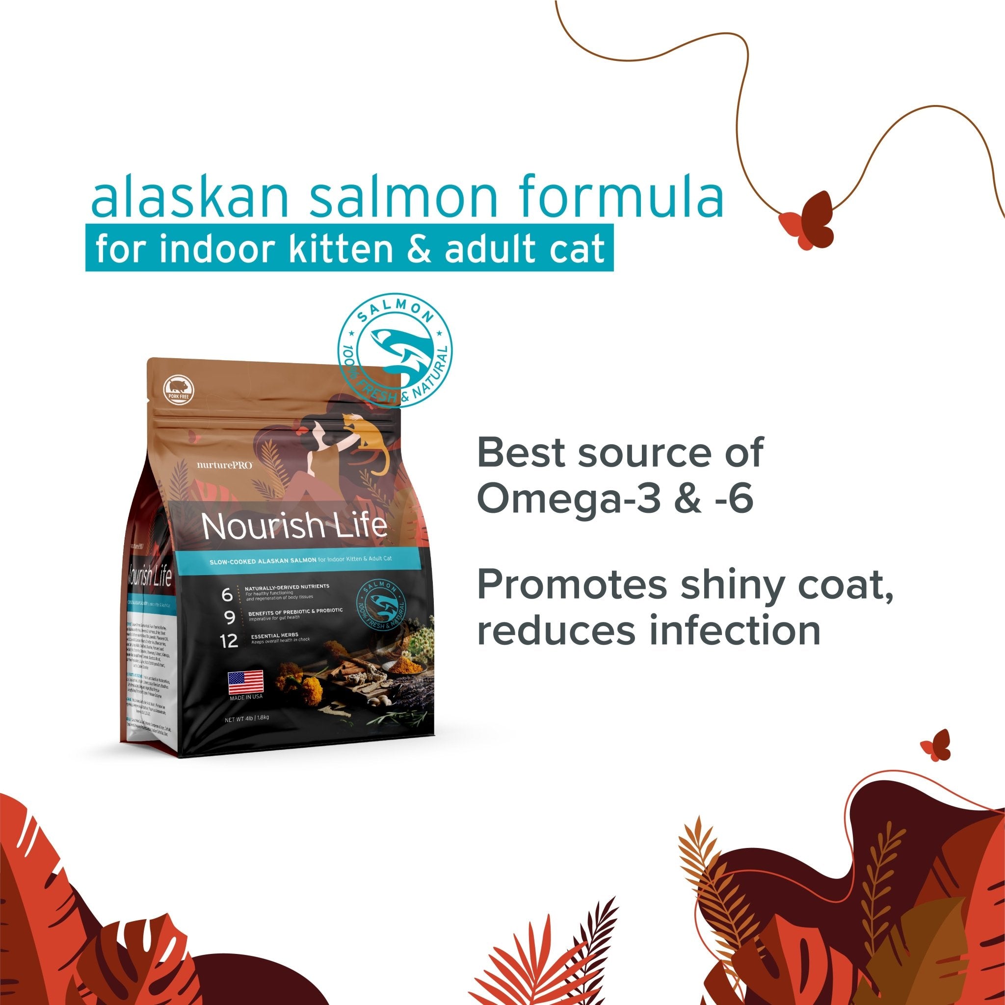 Nurture Pro Nourish Life Alaskan Salmon Indoor Kitten & Adult Formula Dry Cat FoodCatsSuperpets Trading
