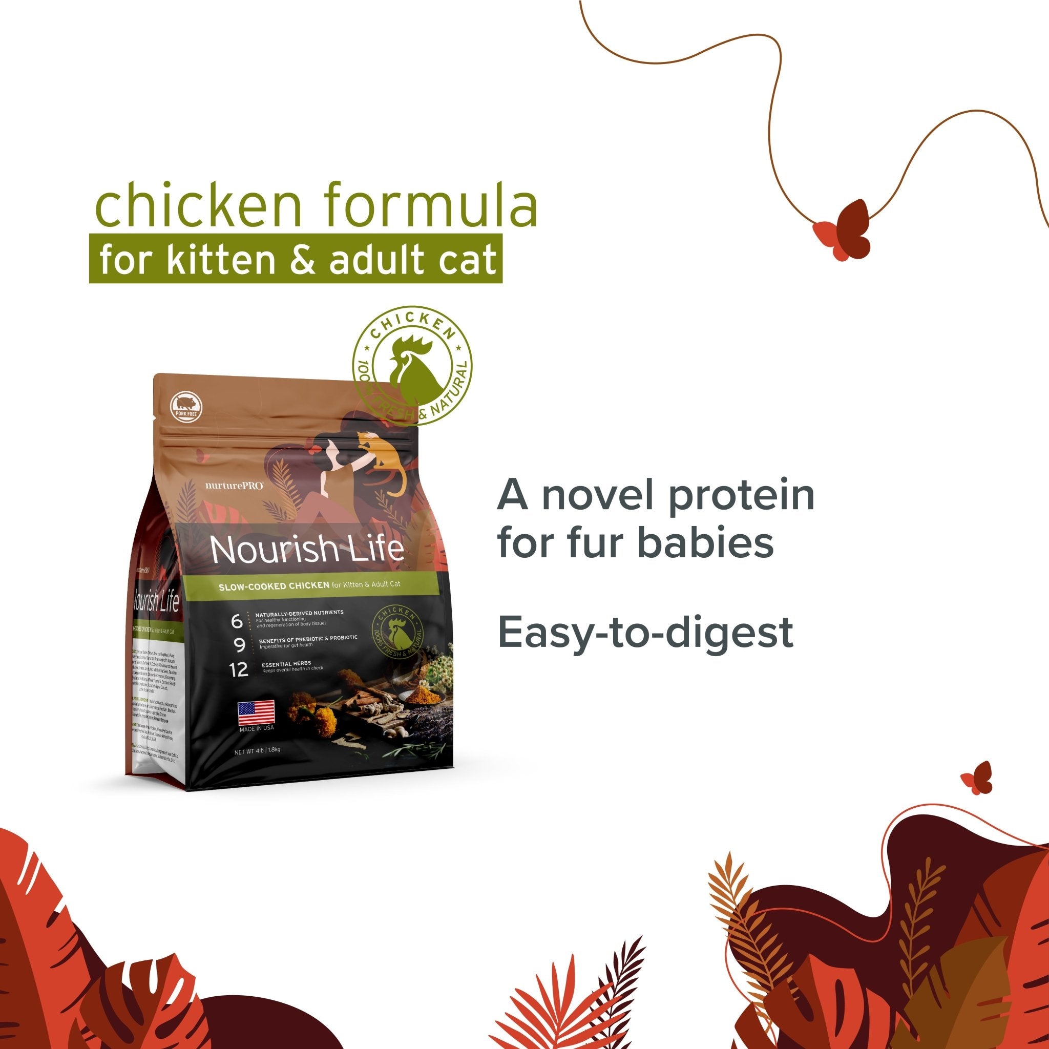 Nurture Pro Nourish Life Chicken Kitten & Adult Dry Cat FoodCatsSuperpets Trading